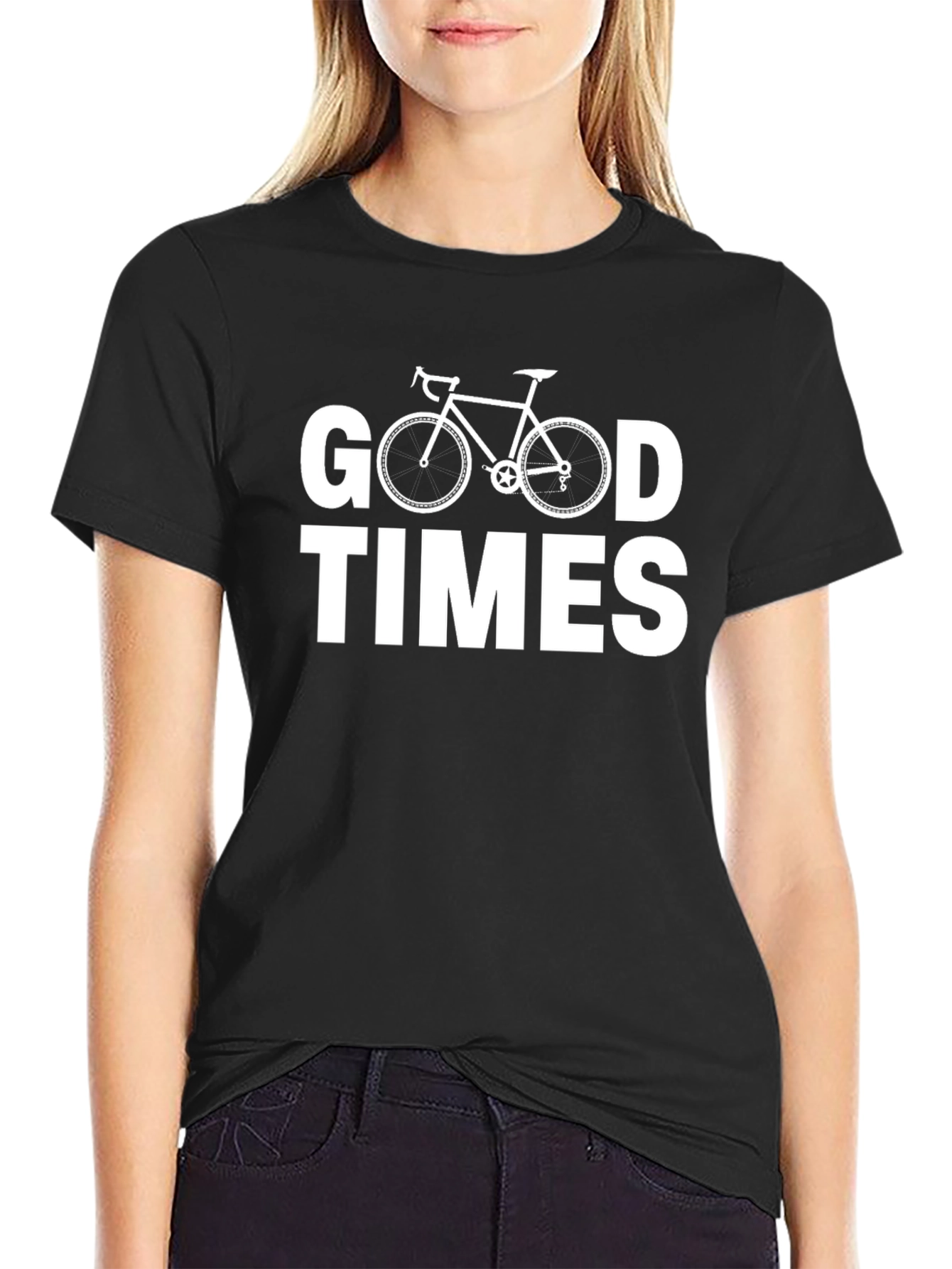Good Times Bike Graphic Tee - Black Cotton Casual