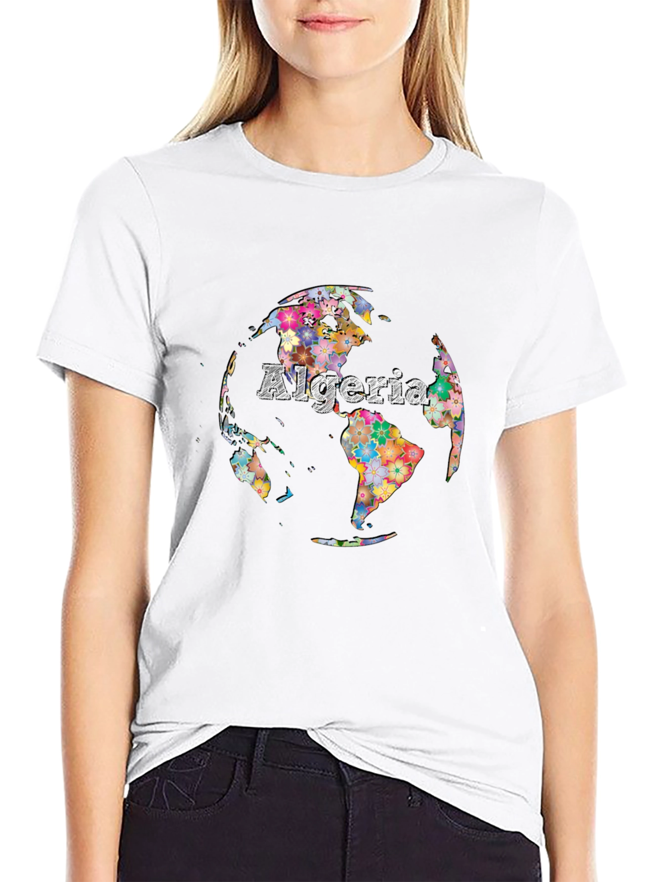 Algeria Floral Globe Graphic T-Shirt