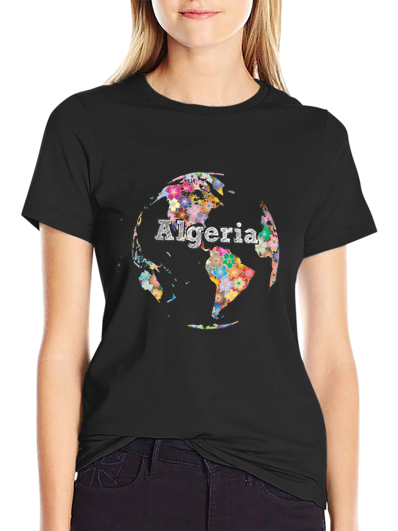 Algeria Floral Globe Graphic T-Shirt