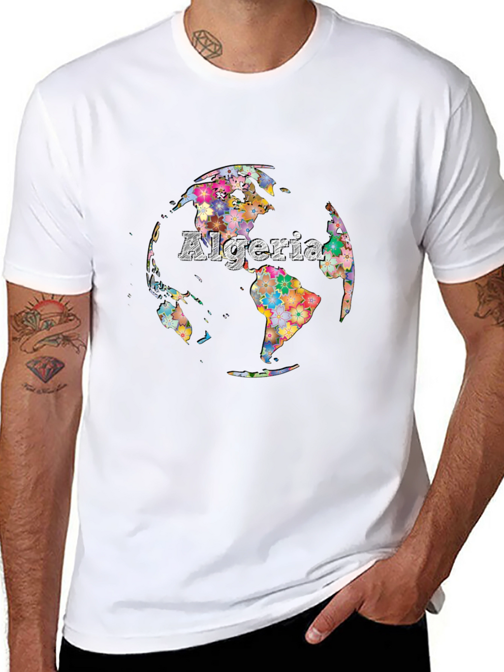 Algeria Floral Globe Graphic T-Shirt