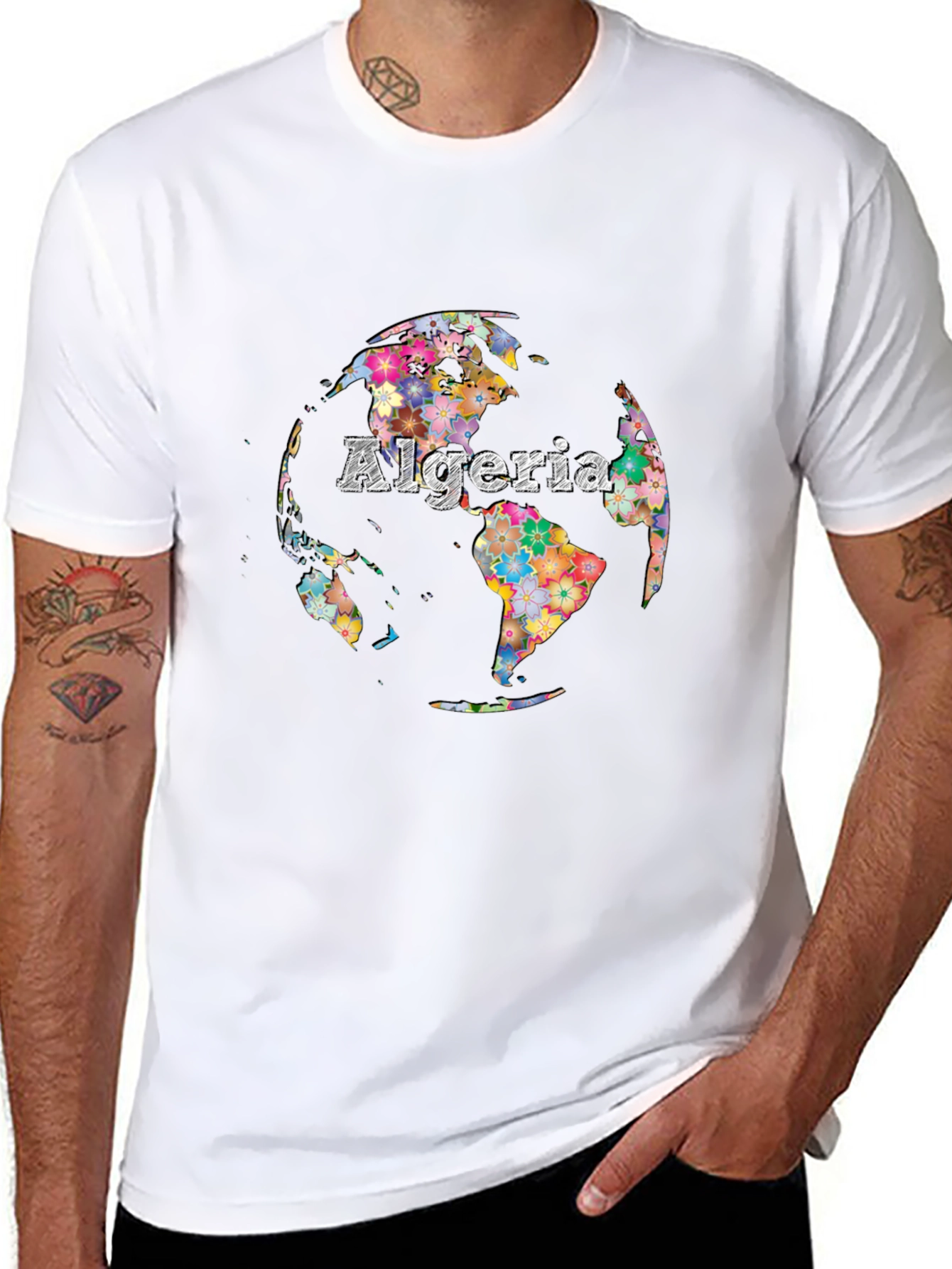 Algeria Floral Globe Graphic T-Shirt