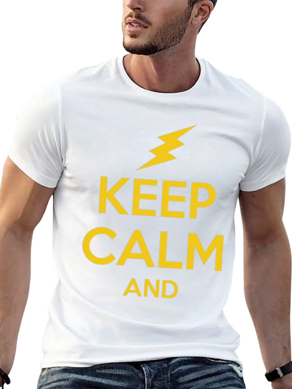 Keep Calm Lightning Bolt Graphic T-Shirt