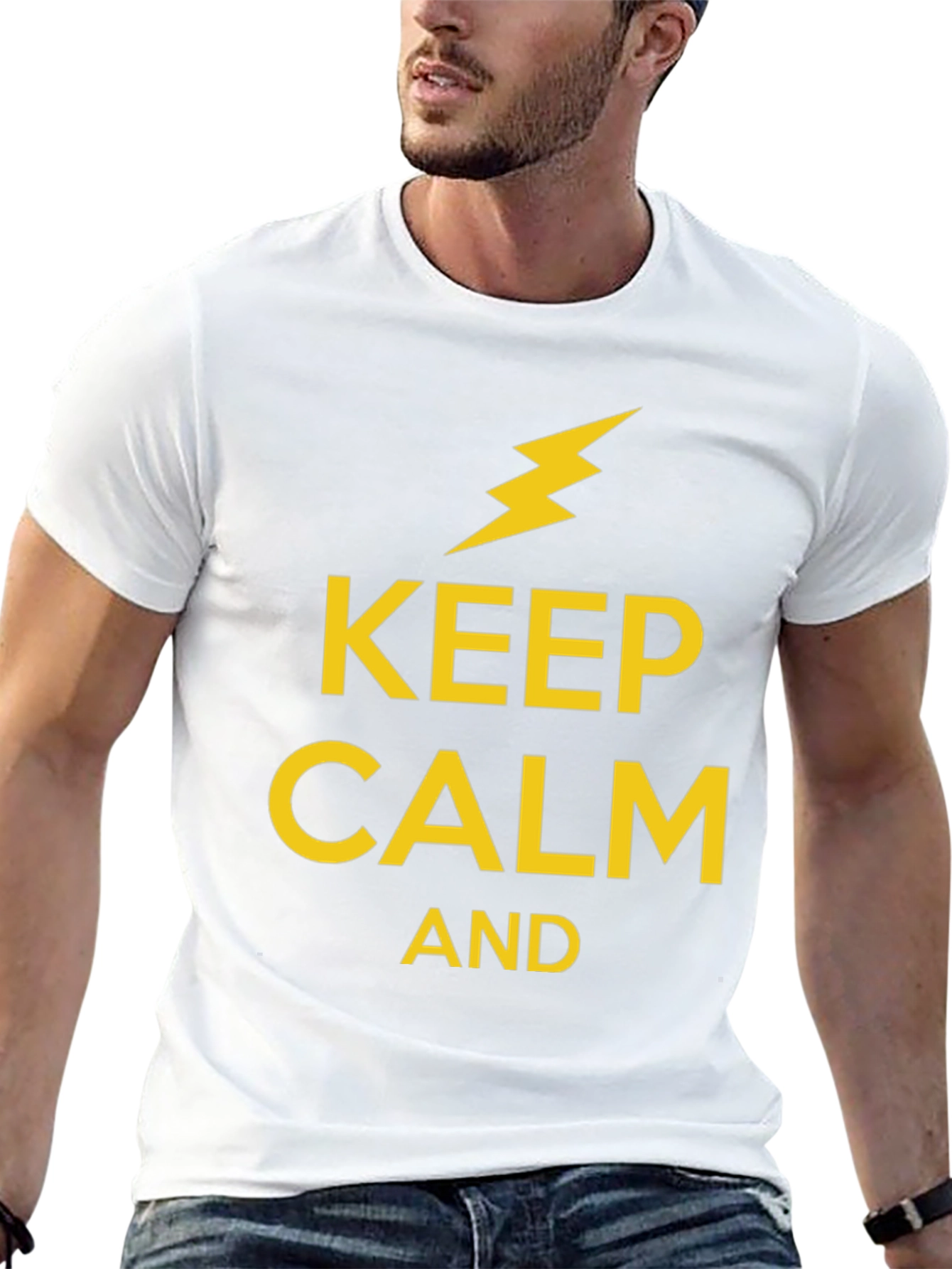 Keep Calm Lightning Bolt Graphic T-Shirt