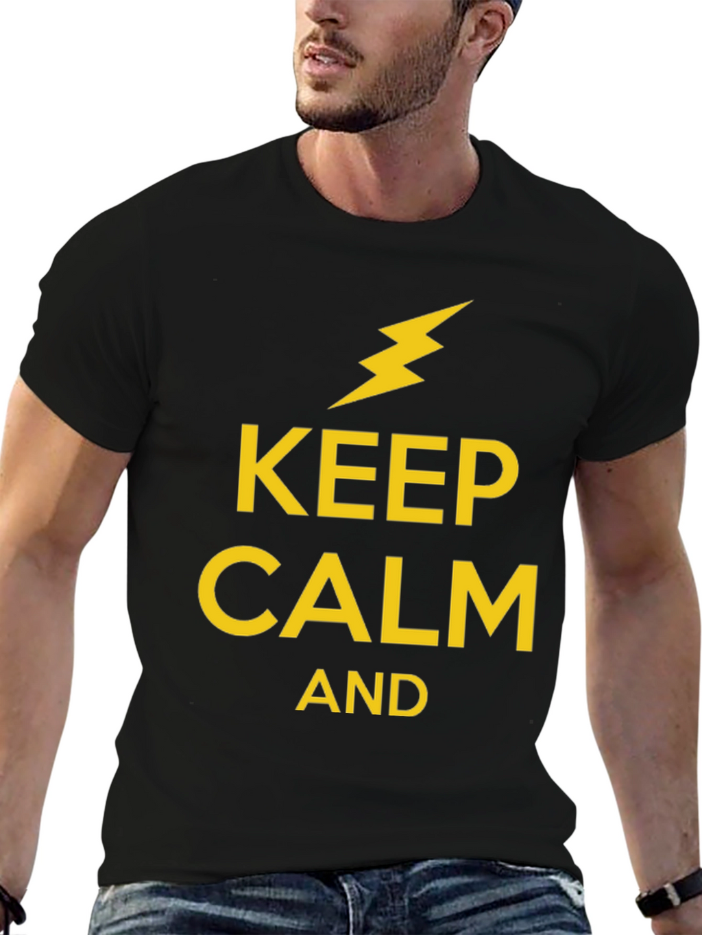 Keep Calm Lightning Bolt Graphic T-Shirt