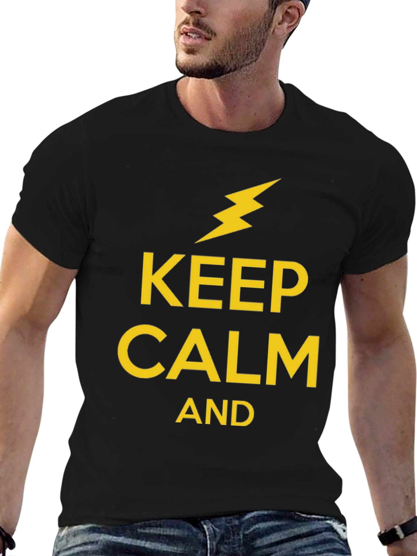 Keep Calm Lightning Bolt Graphic T-Shirt