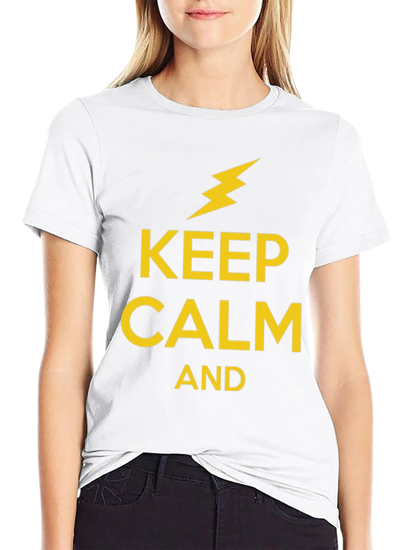 Keep Calm Lightning Bolt Graphic T-Shirt