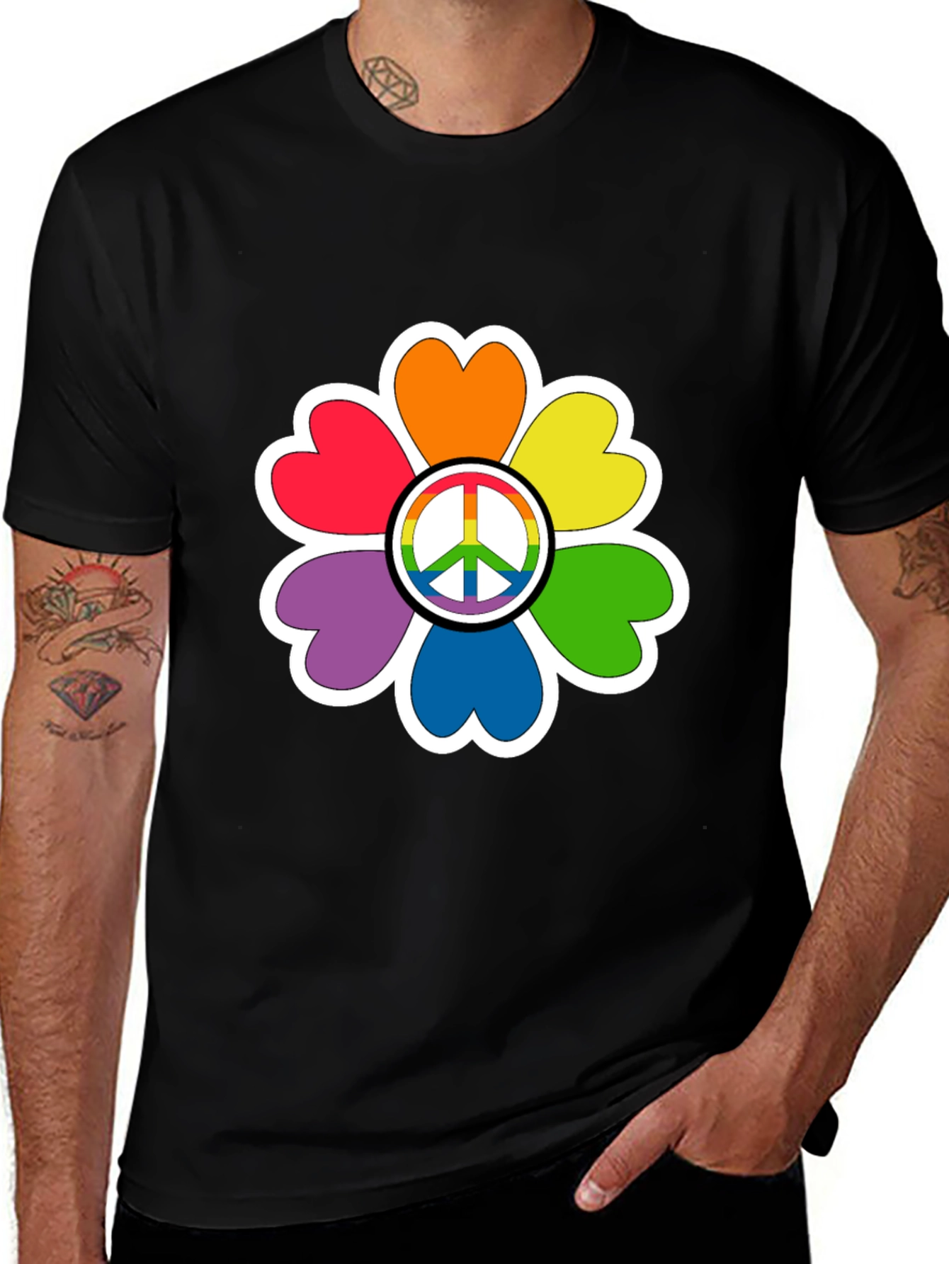 Rainbow Peace Sign Flower T-Shirt
