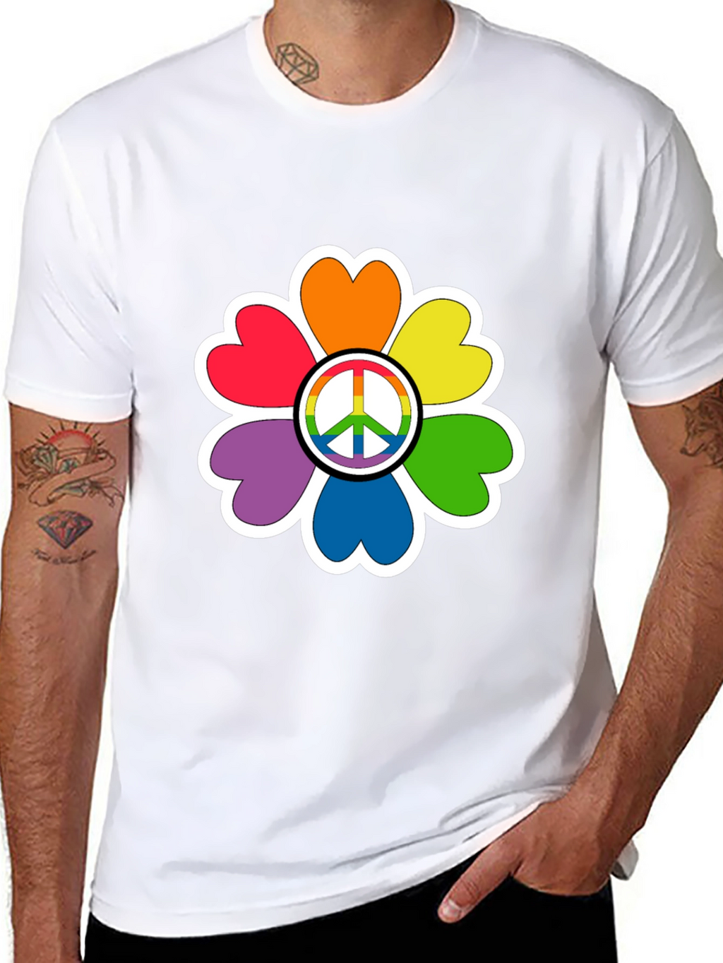 Rainbow Peace Sign Flower T-Shirt