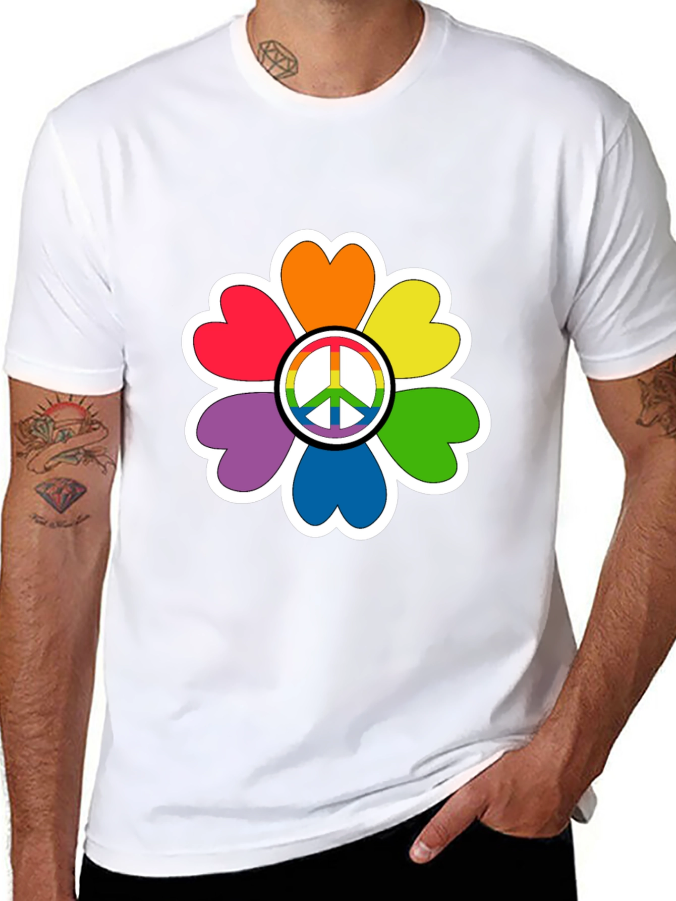Rainbow Peace Sign Flower T-Shirt