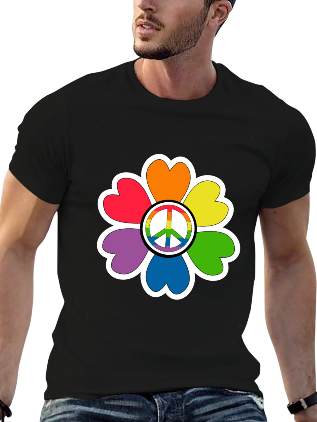 Rainbow Peace Sign Flower T-Shirt