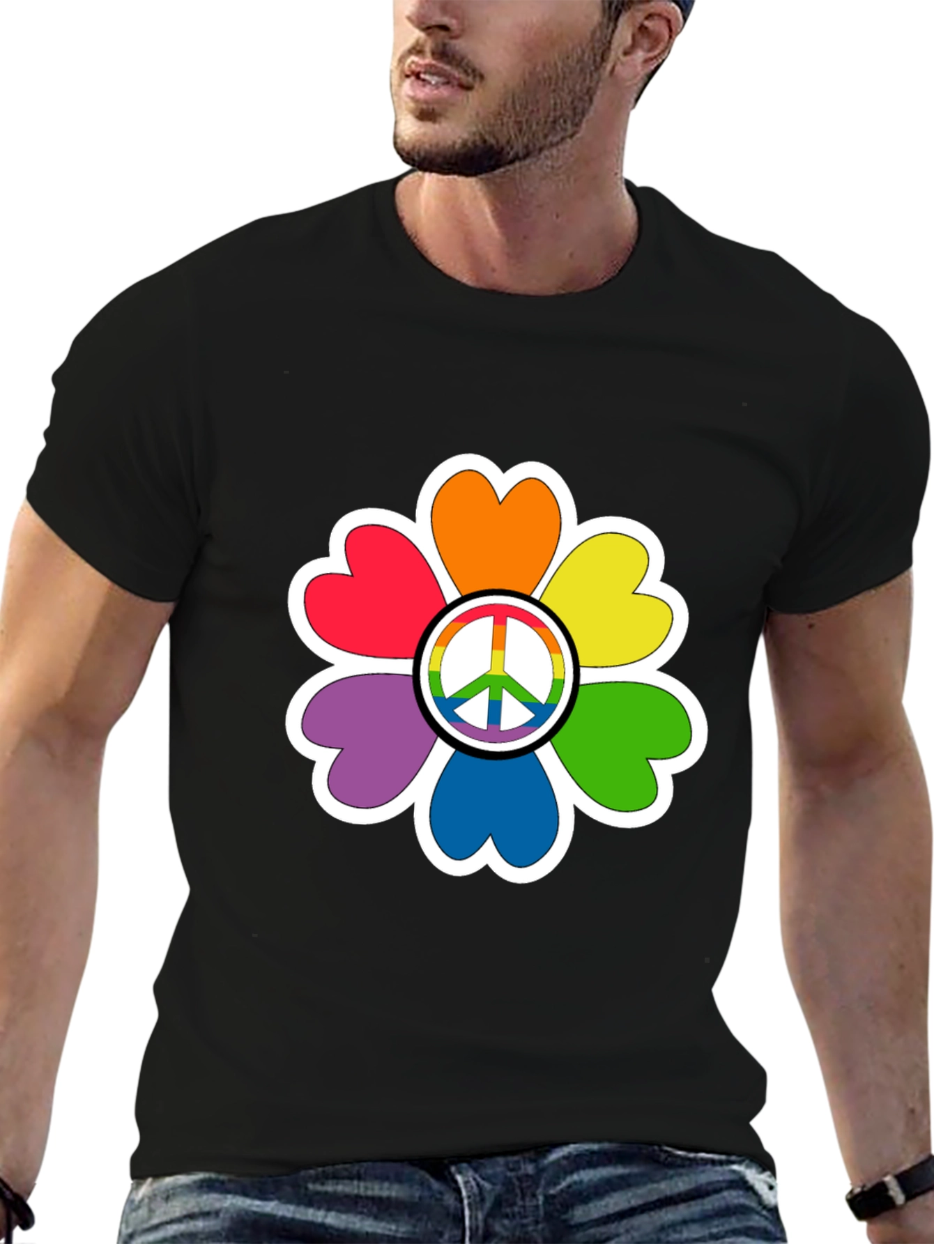 Rainbow Peace Sign Flower T-Shirt
