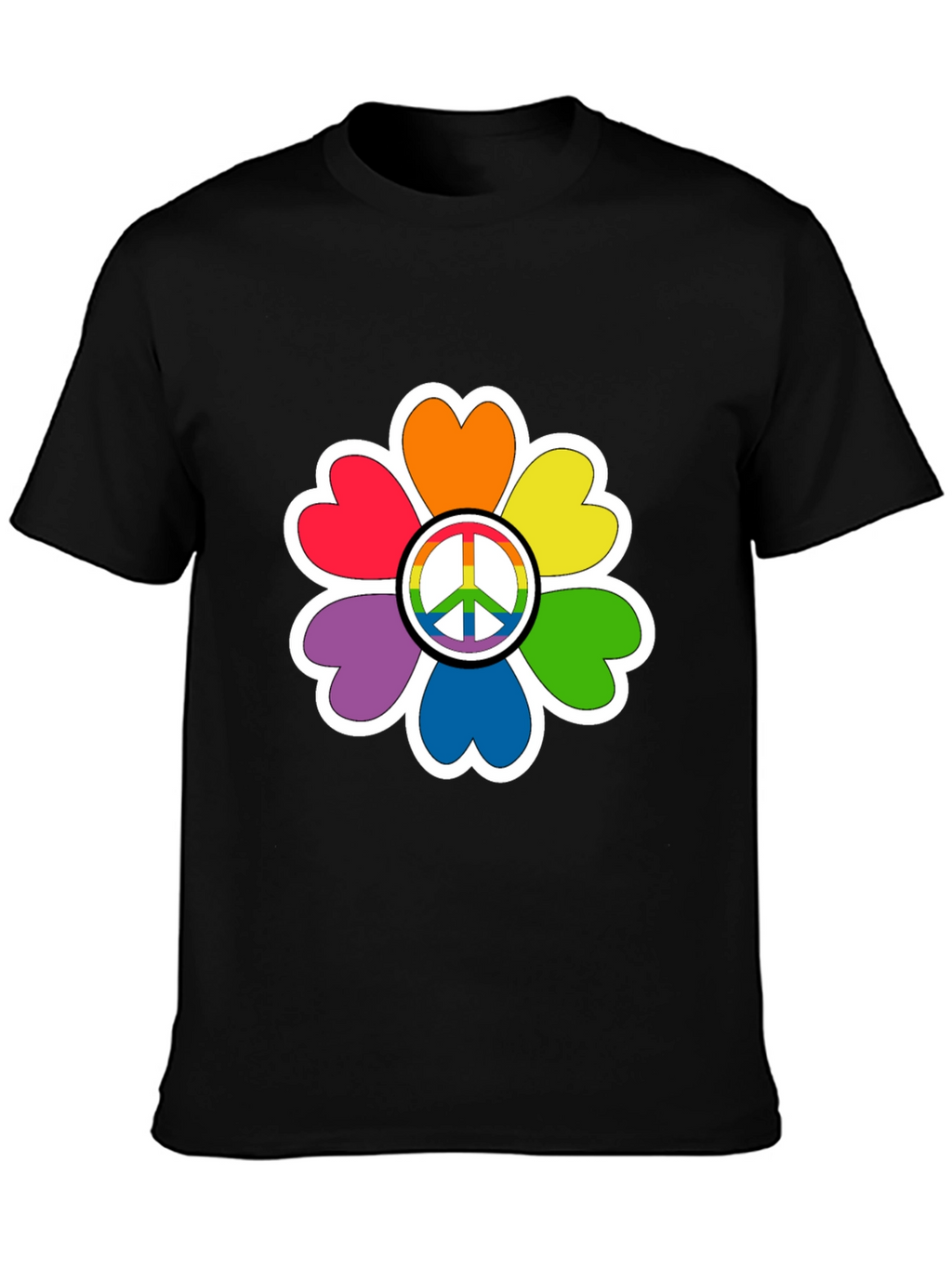 Rainbow Peace Sign Flower T-Shirt