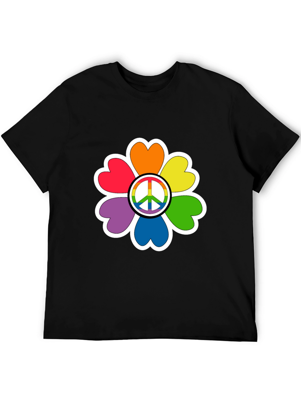 Rainbow Peace Sign Flower T-Shirt