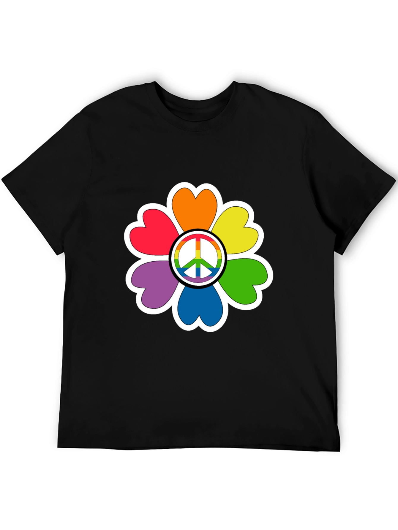 Rainbow Peace Sign Flower T-Shirt