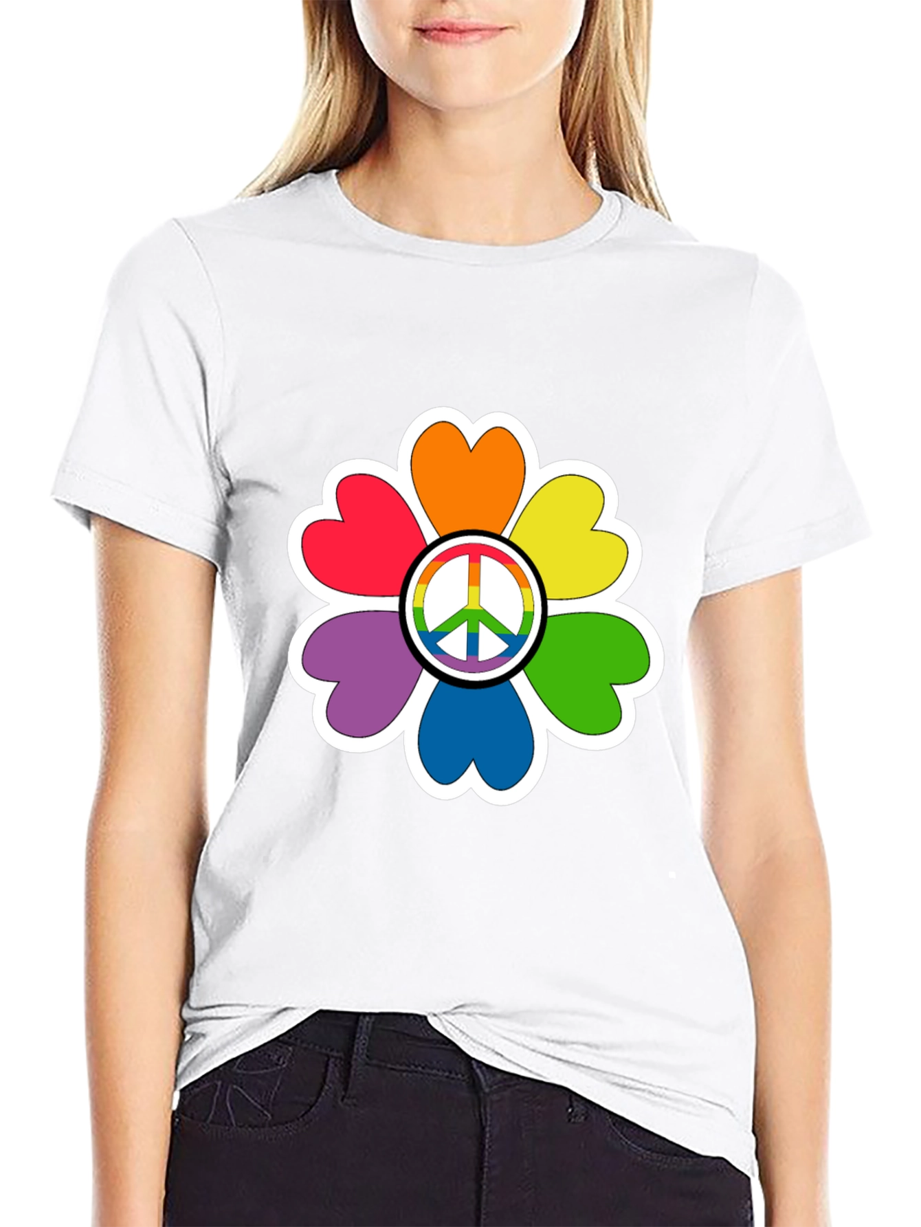 Rainbow Peace Sign Flower T-Shirt