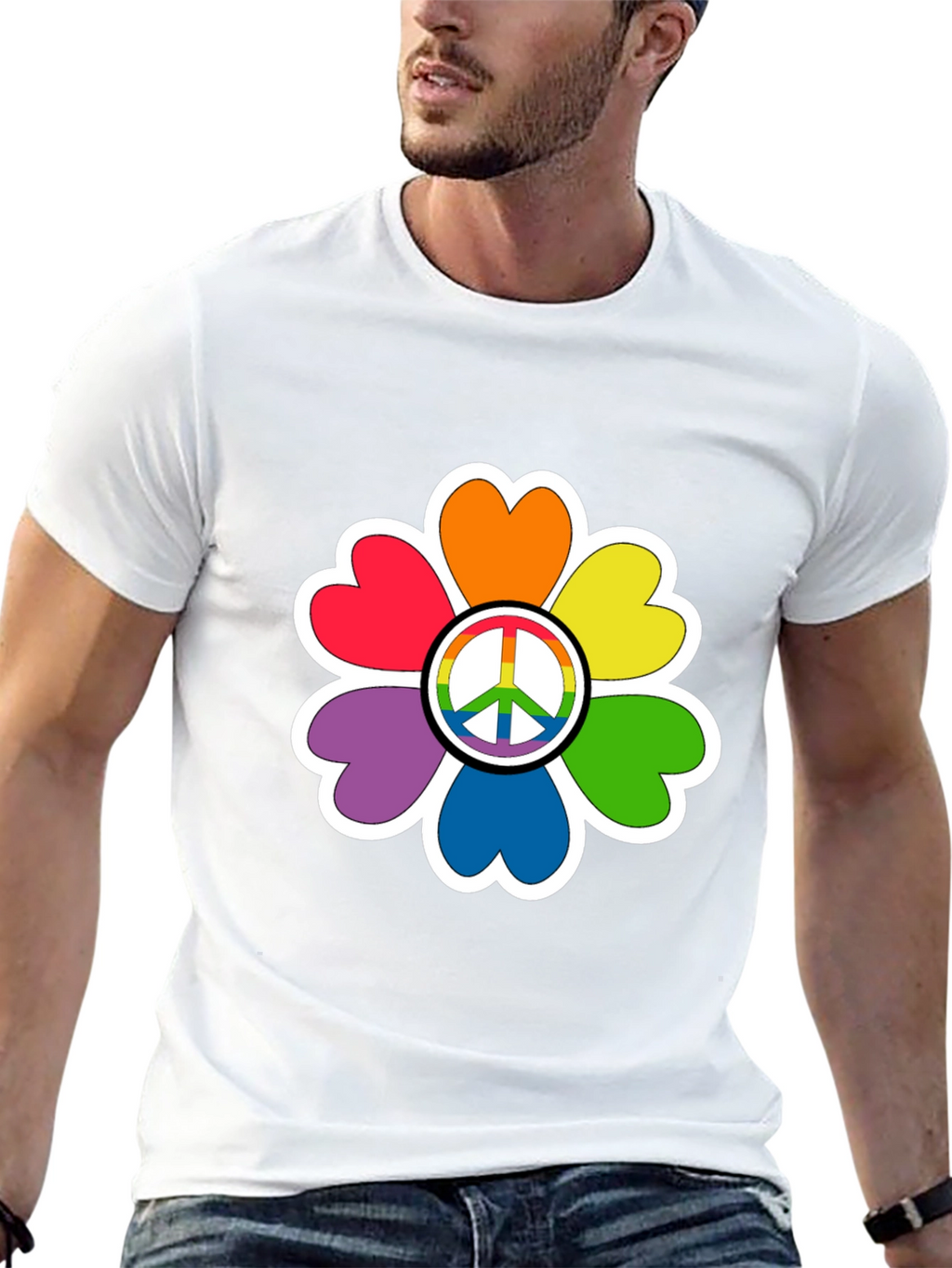 Rainbow Peace Sign Flower T-Shirt
