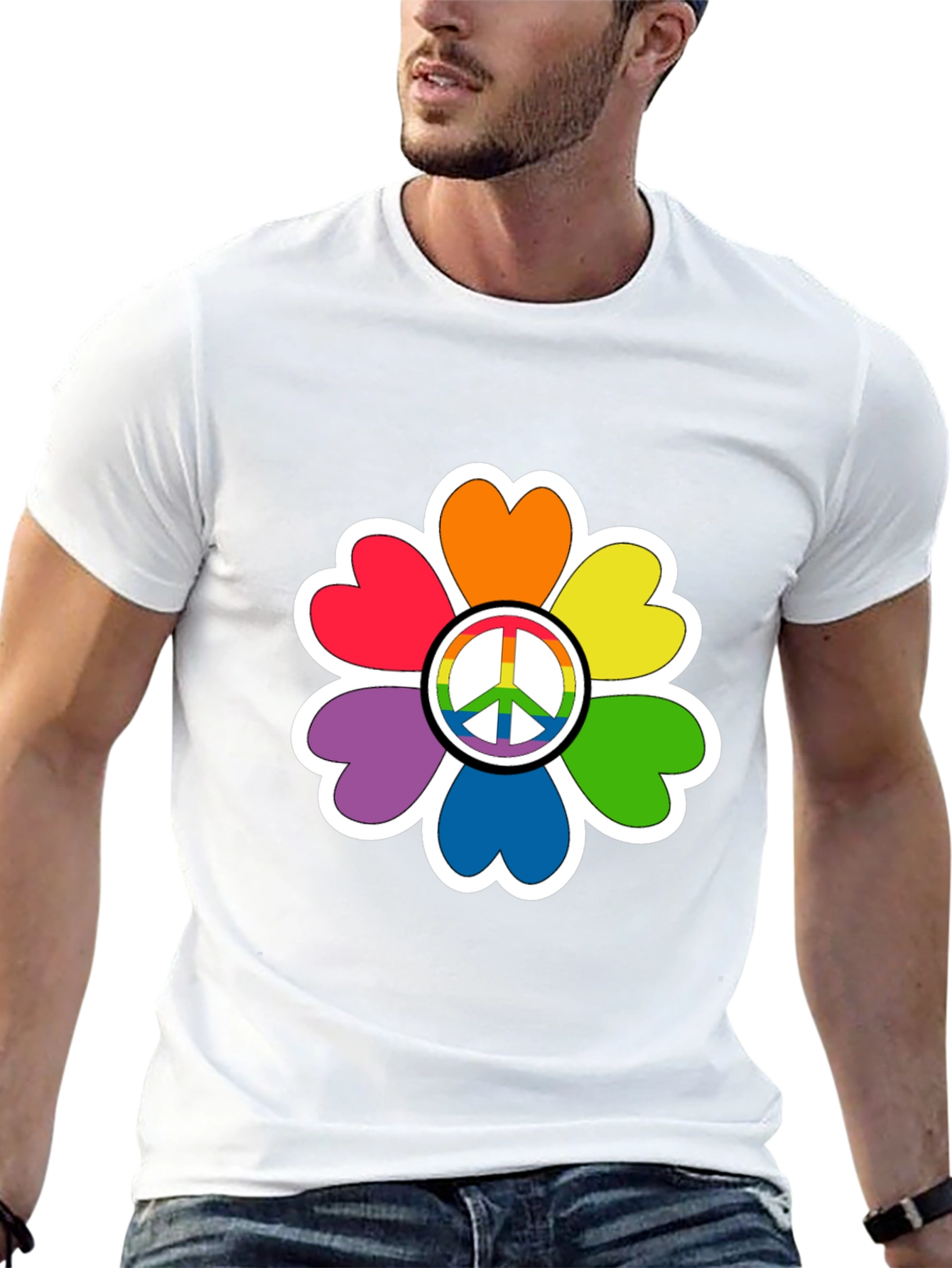 Rainbow Peace Sign Flower T-Shirt