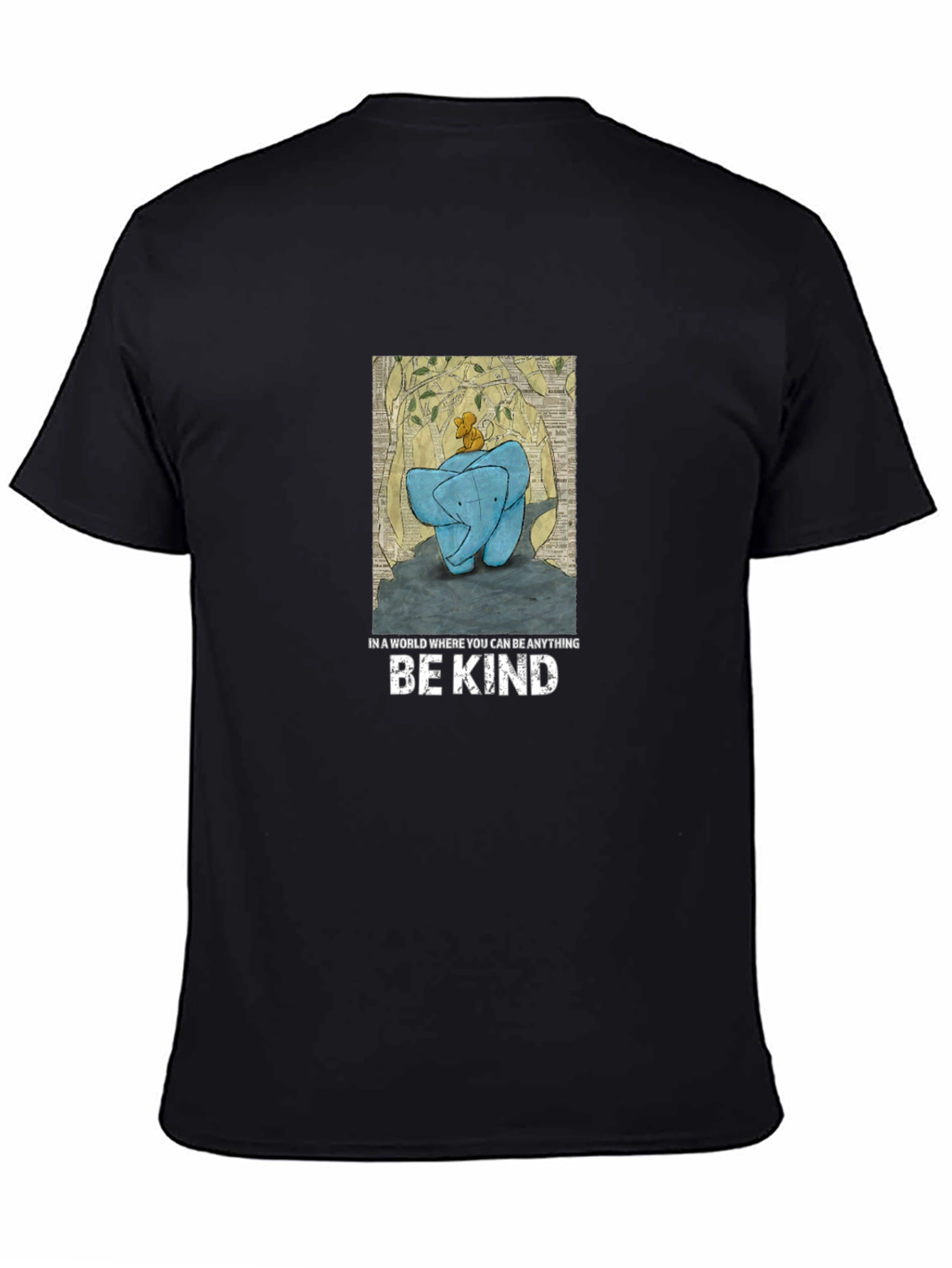 Be Kind Elephant Tee - Mens Black Graphic T-Shirt