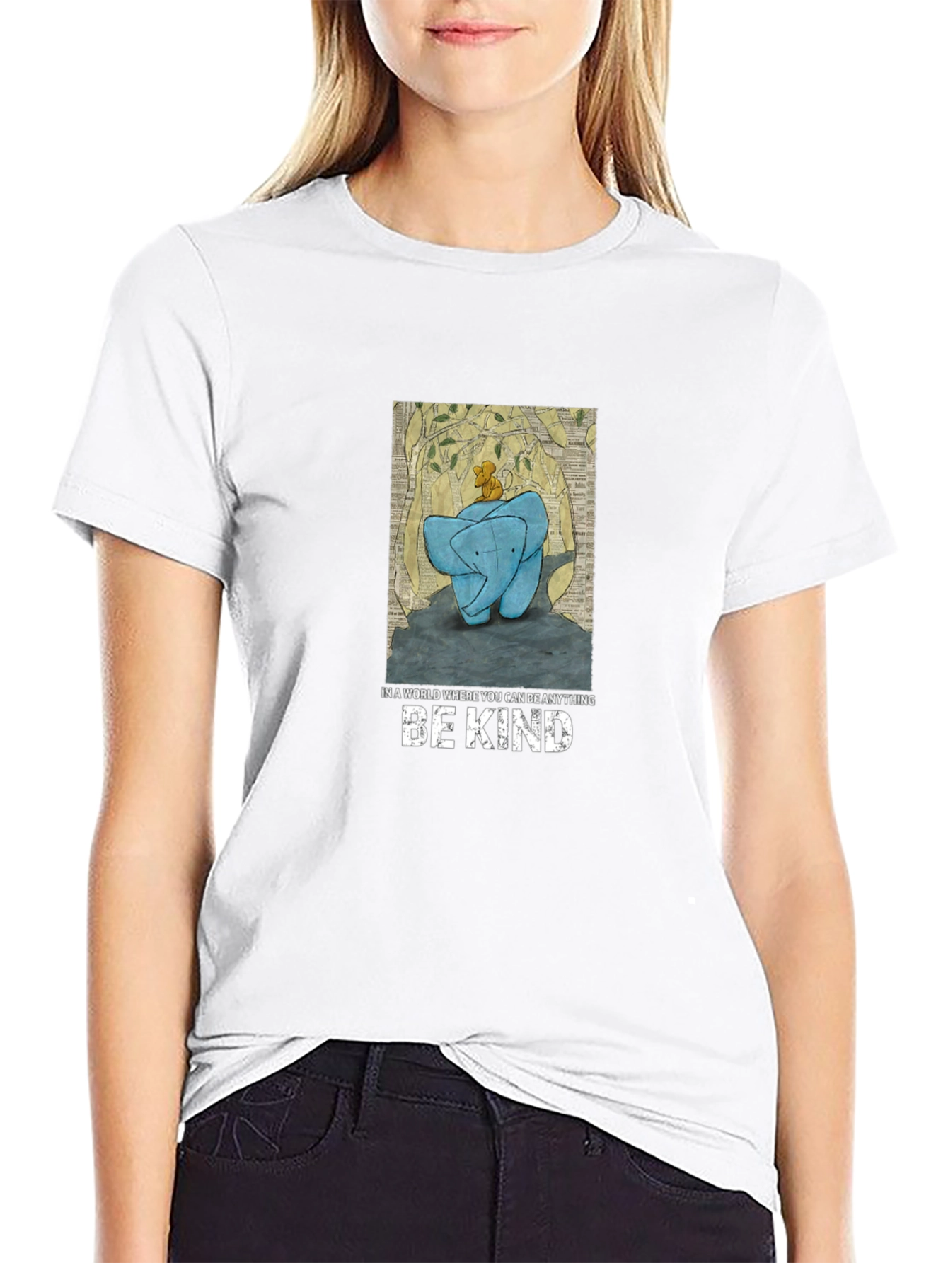 Be Kind Elephant Tee - Mens Black Graphic T-Shirt