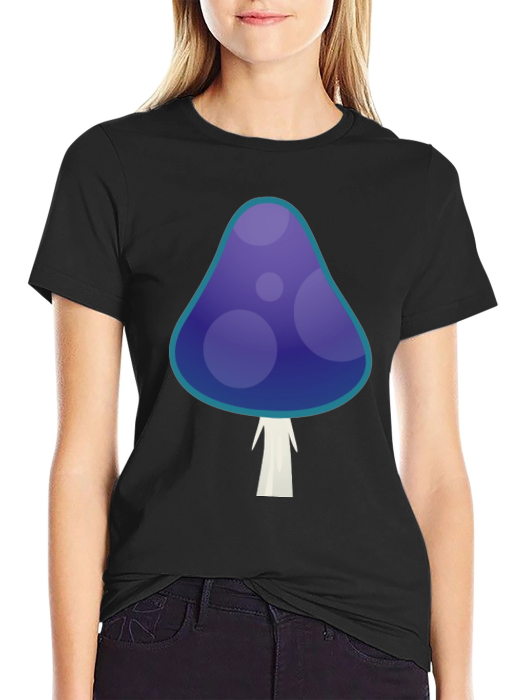 Funky Mushroom Graphic T-Shirt - Black Cotton Tee