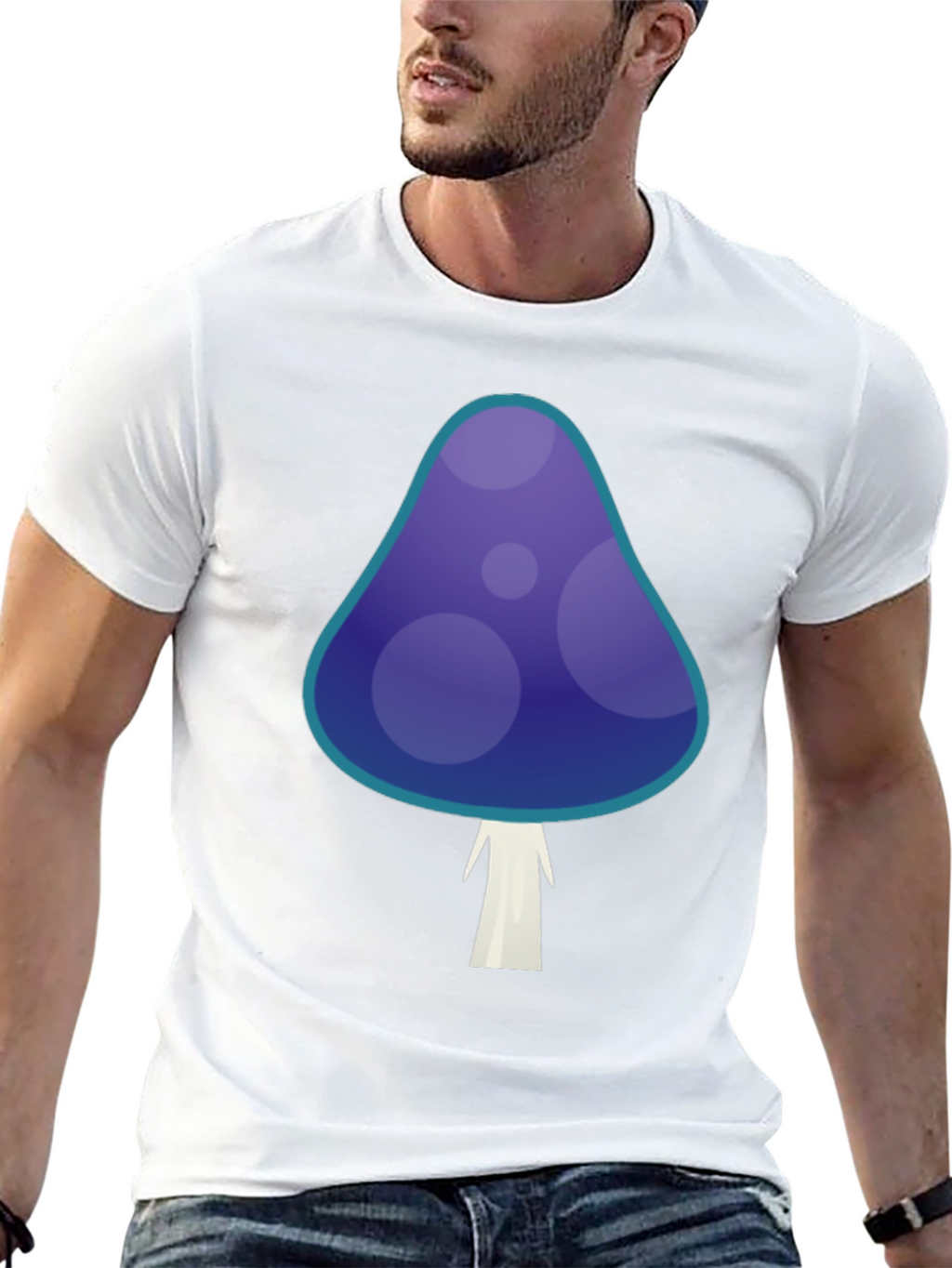 Funky Mushroom Graphic T-Shirt - Black Cotton Tee