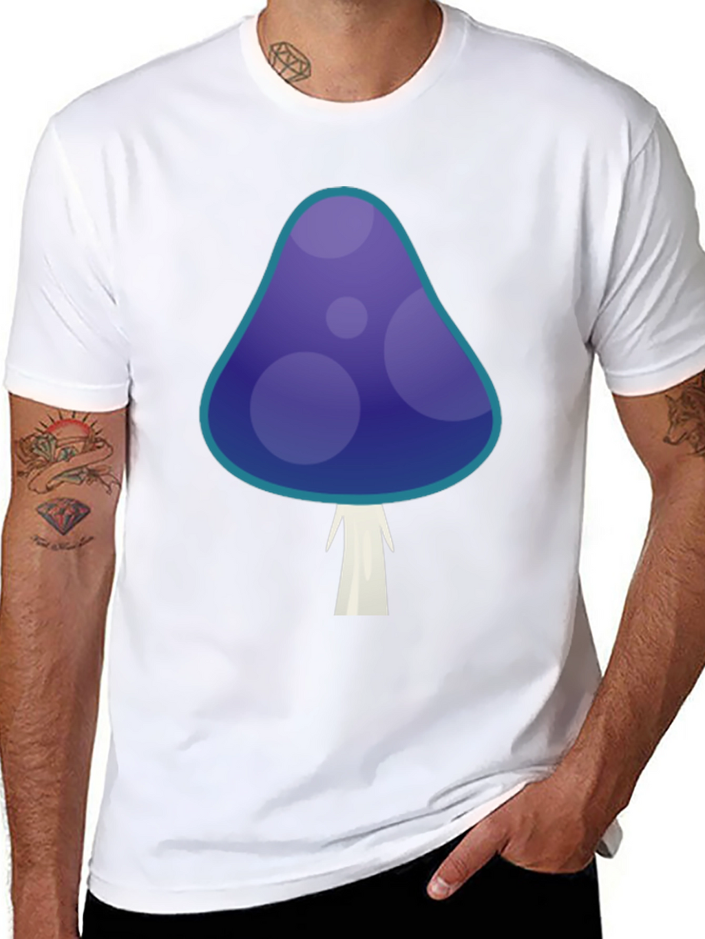 Funky Mushroom Graphic T-Shirt - Black Cotton Tee
