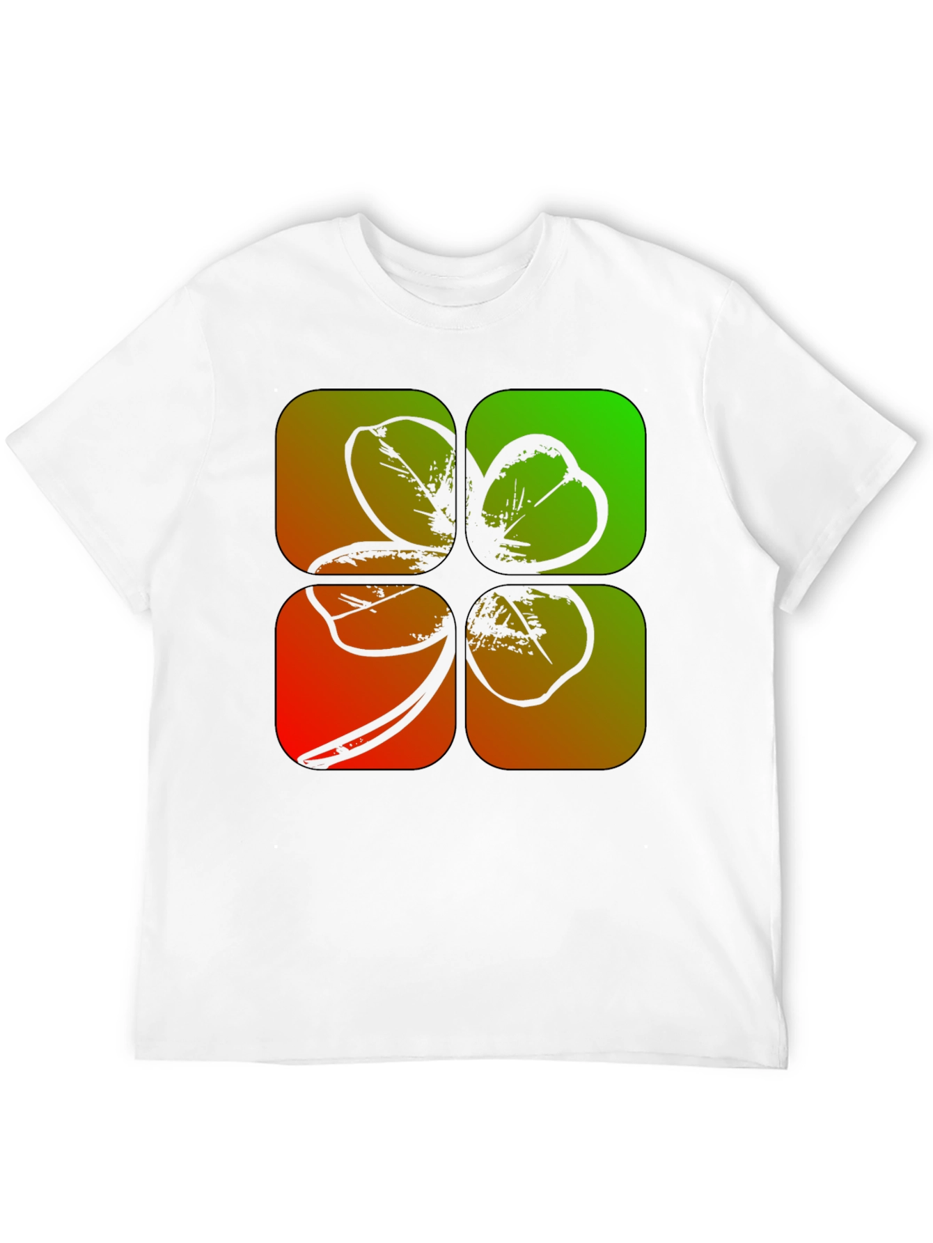 Lucky Four-Leaf Clover Graphic Black T-Shirt