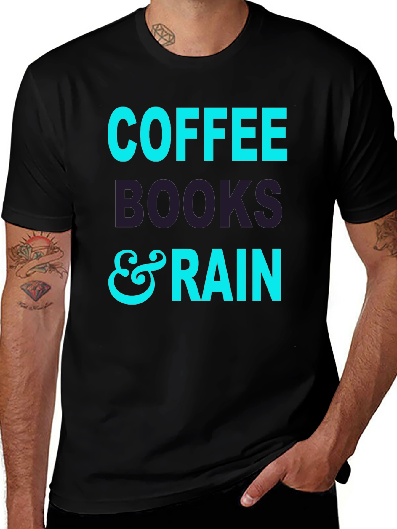 Coffee Books and Rain Black T-Shirt