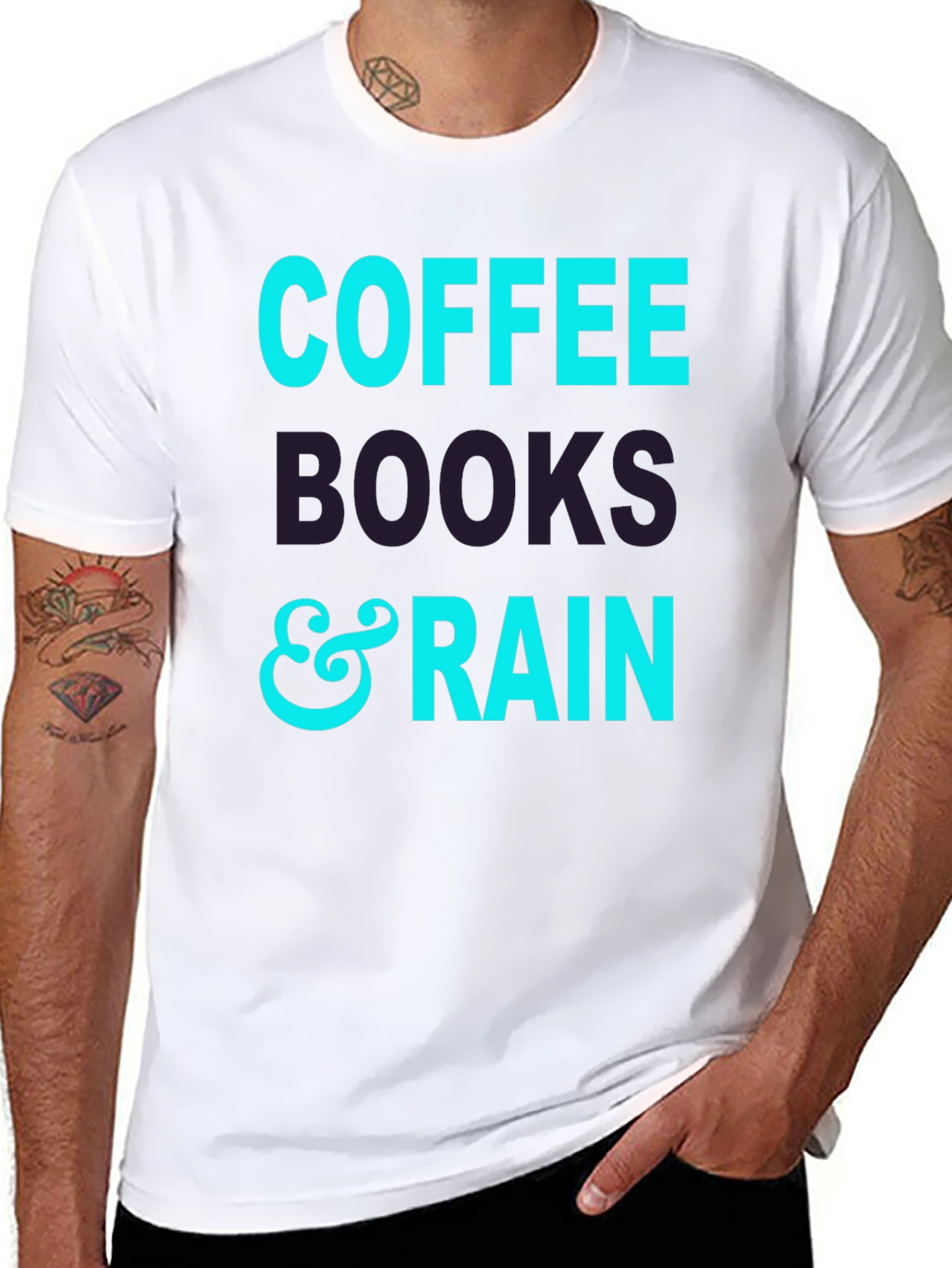 Coffee Books and Rain Black T-Shirt