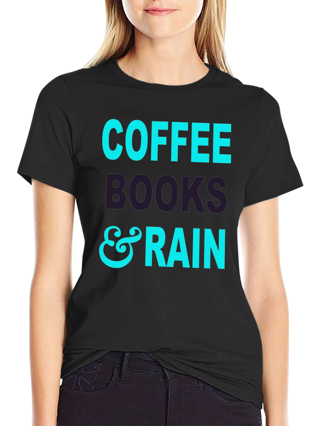 Coffee Books and Rain Black T-Shirt