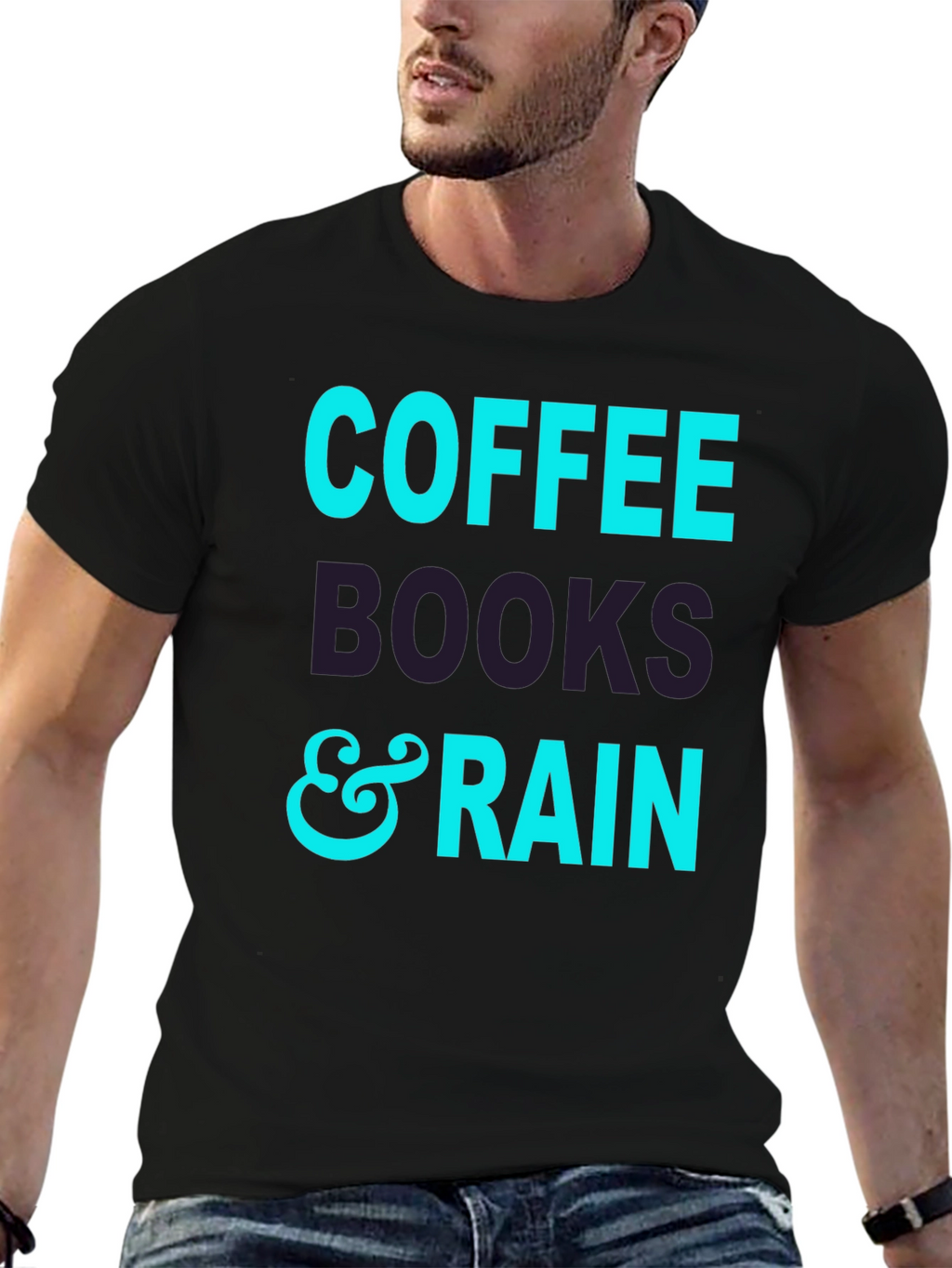 Coffee Books and Rain Black T-Shirt