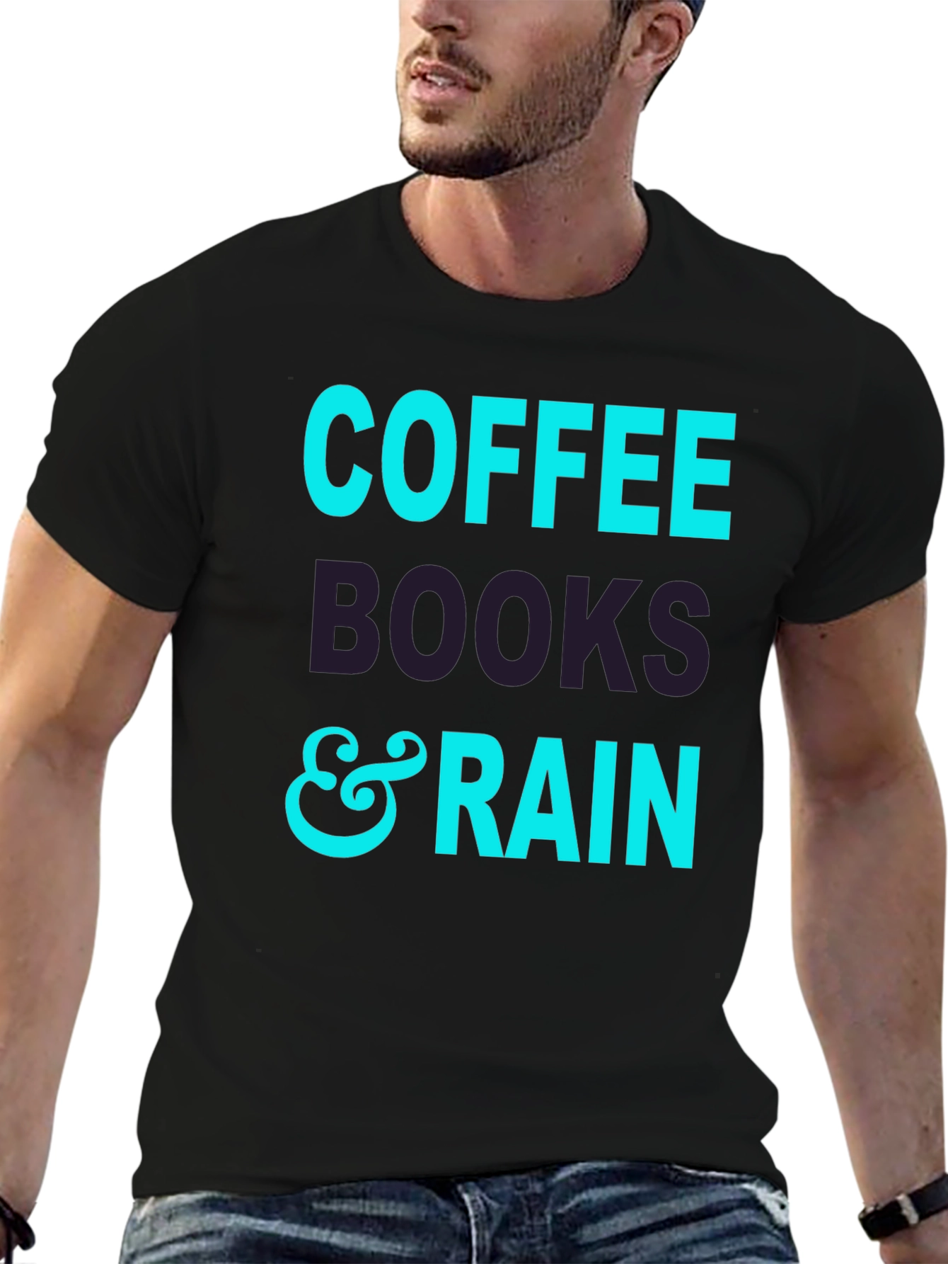 Coffee Books and Rain Black T-Shirt