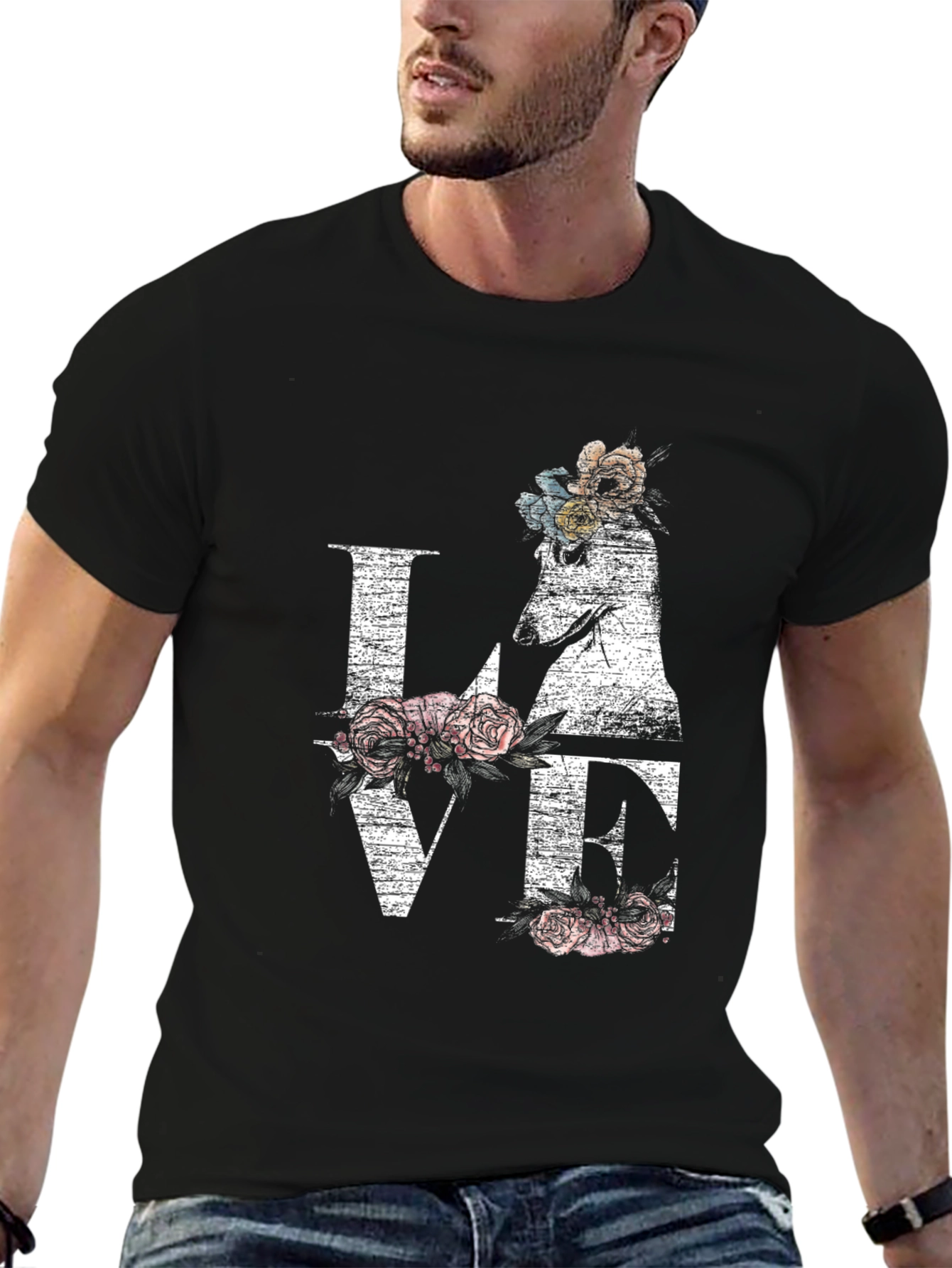 Floral Dog LOVE Graphic Tee - Unisex Style