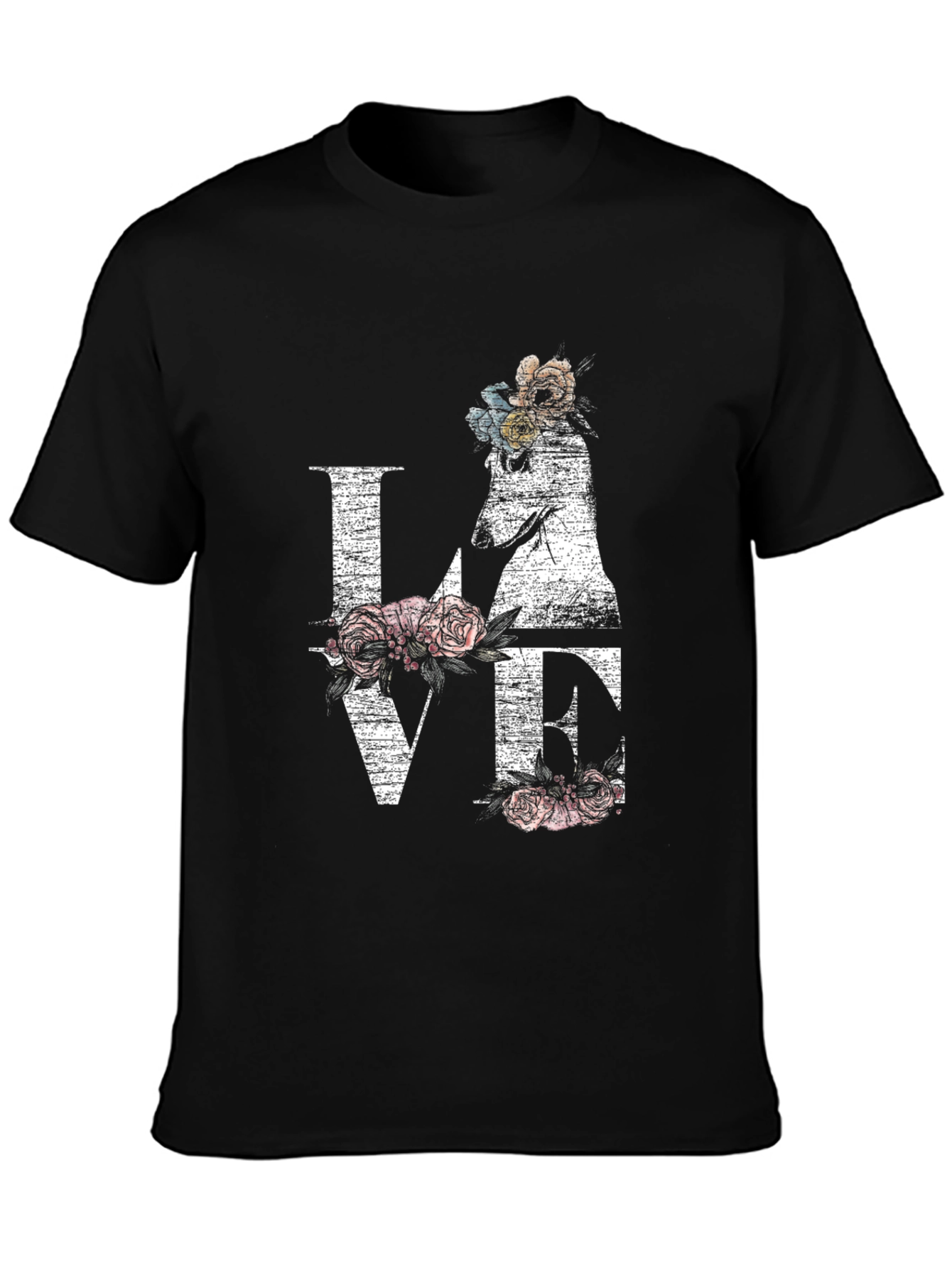 Floral Dog LOVE Graphic Tee - Unisex Style
