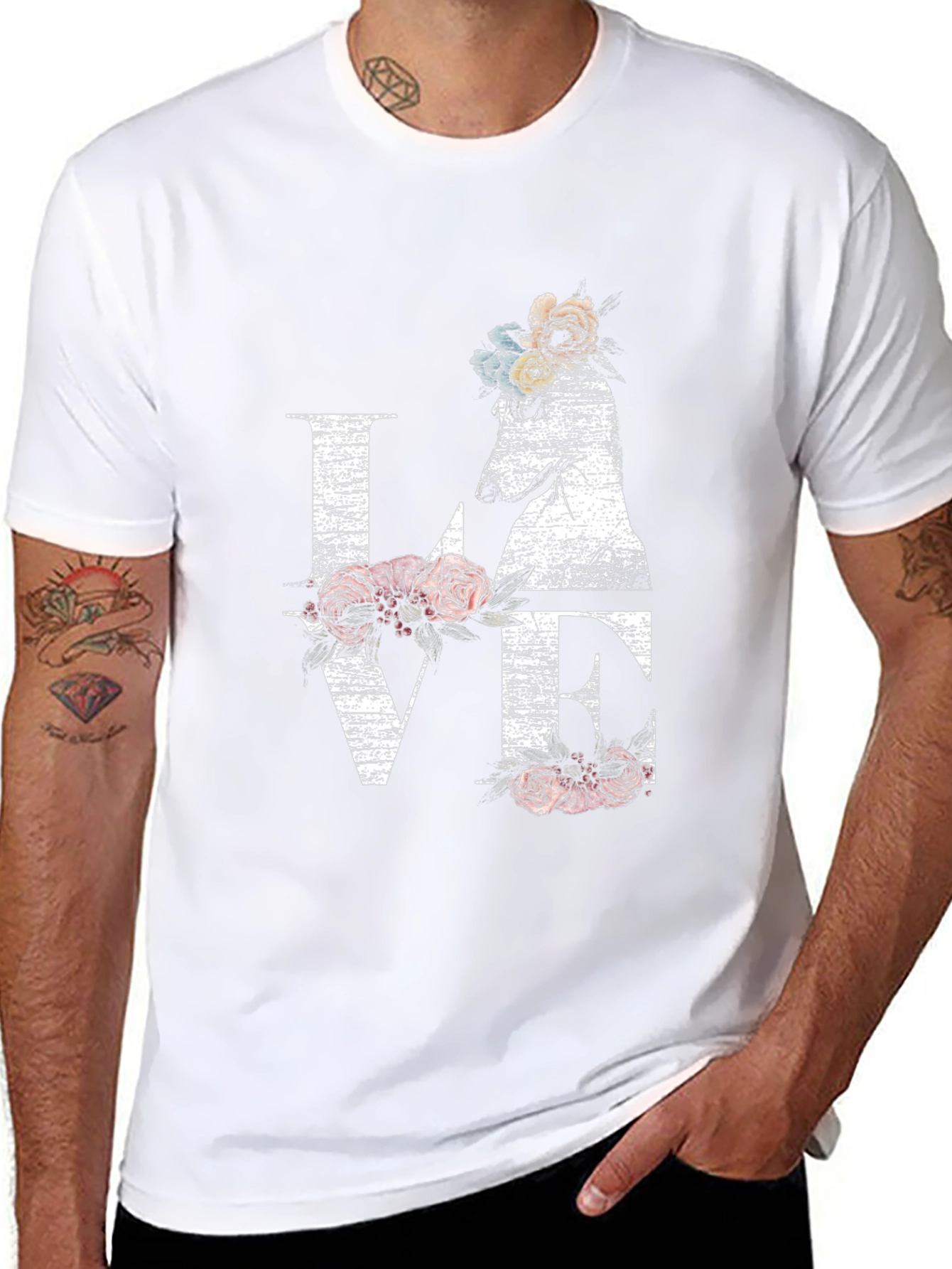 Floral Dog LOVE Graphic Tee - Unisex Style