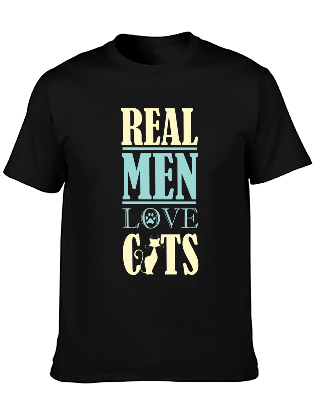 Real Men Love Cats T-Shirt - Black Cotton Tee