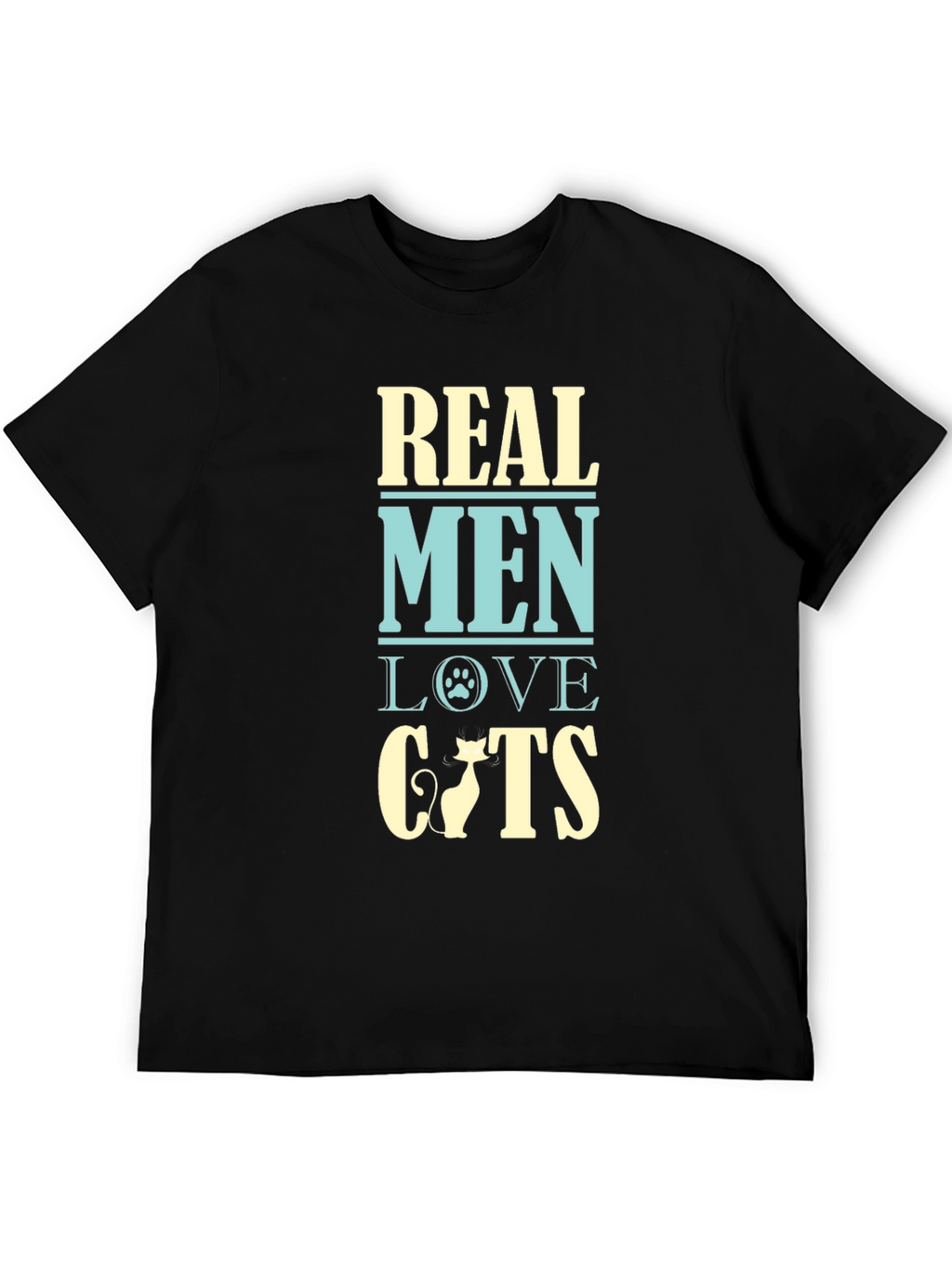 Real Men Love Cats T-Shirt - Black Cotton Tee