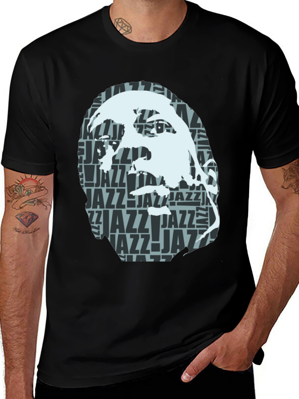Cool Jazz Portrait Graphic Black T-Shirt