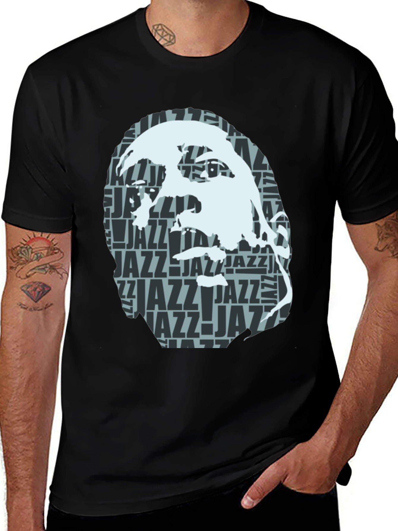 Cool Jazz Portrait Graphic Black T-Shirt