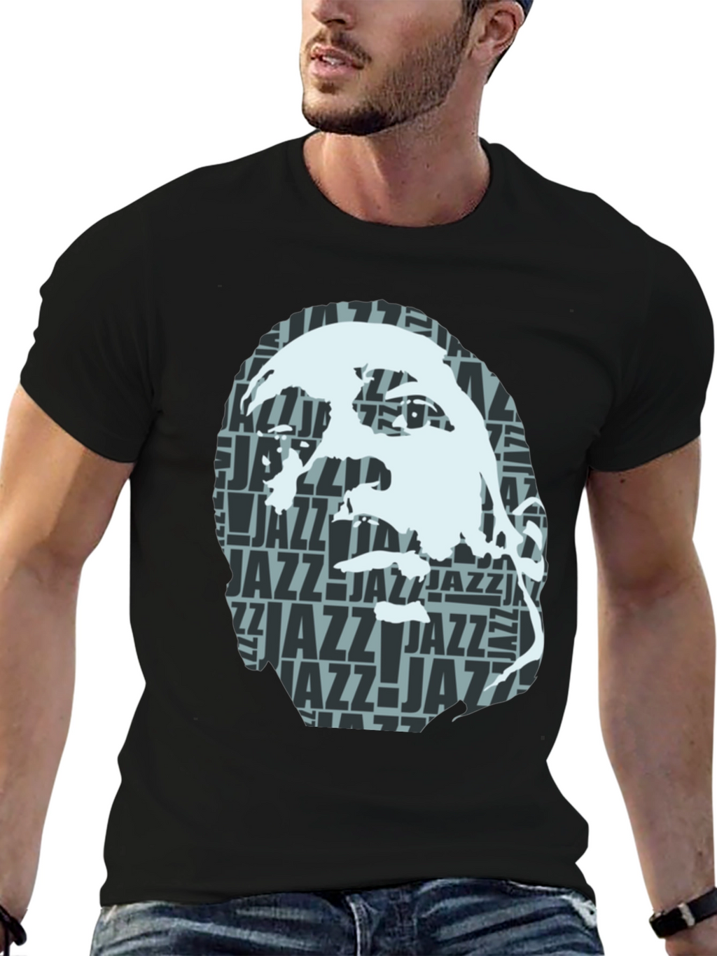 Cool Jazz Portrait Graphic Black T-Shirt
