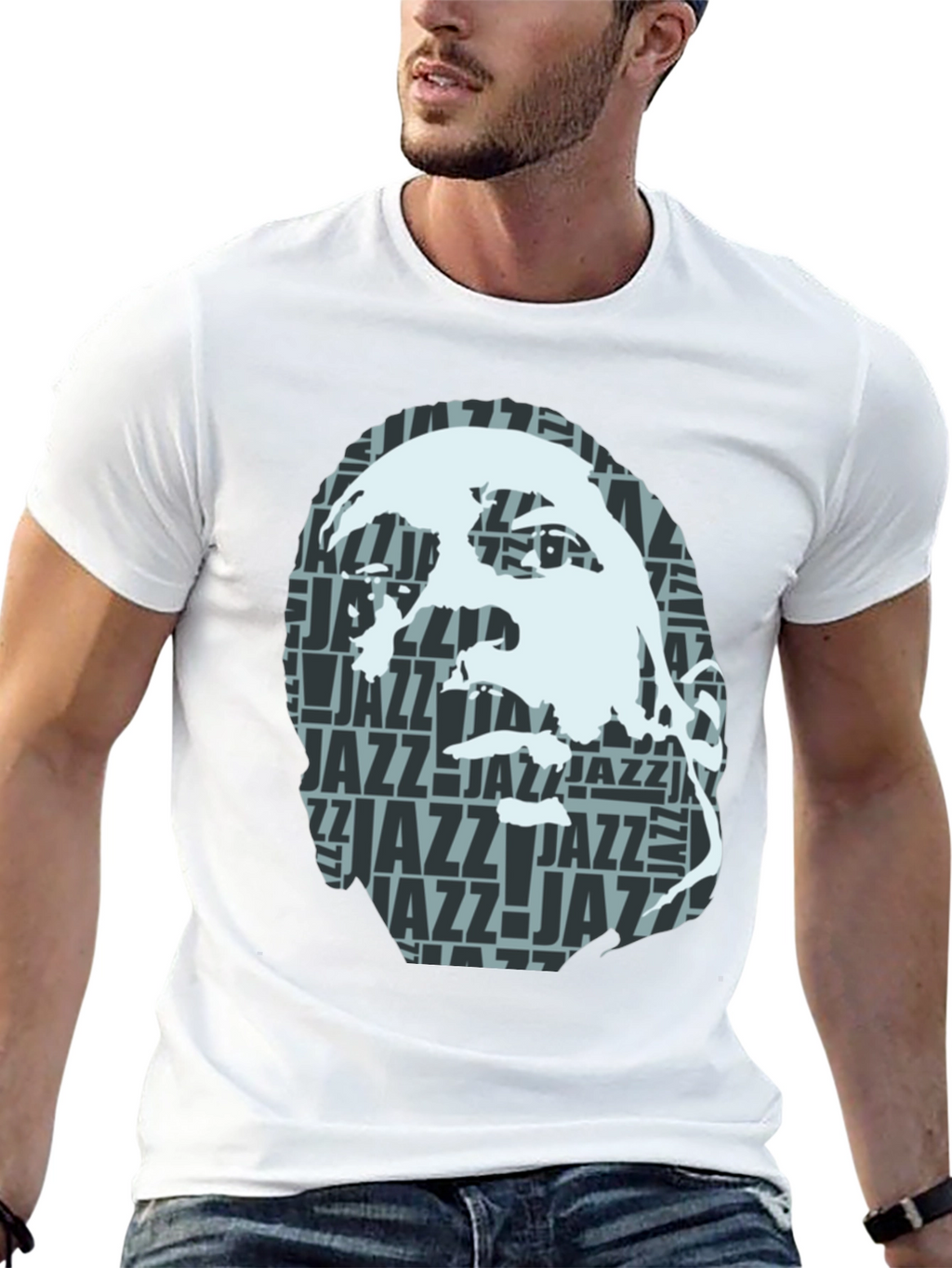 Cool Jazz Portrait Graphic Black T-Shirt