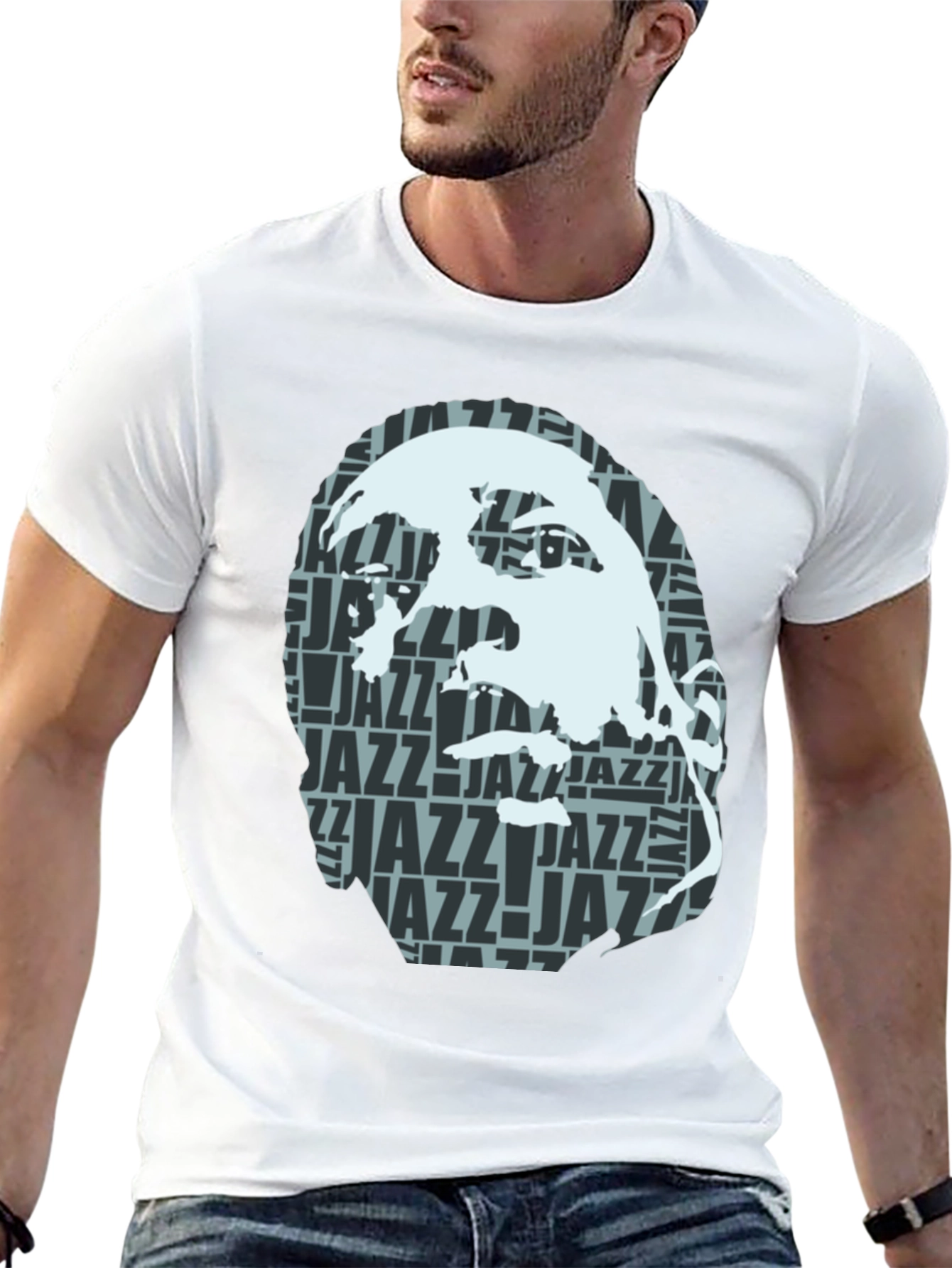 Cool Jazz Portrait Graphic Black T-Shirt