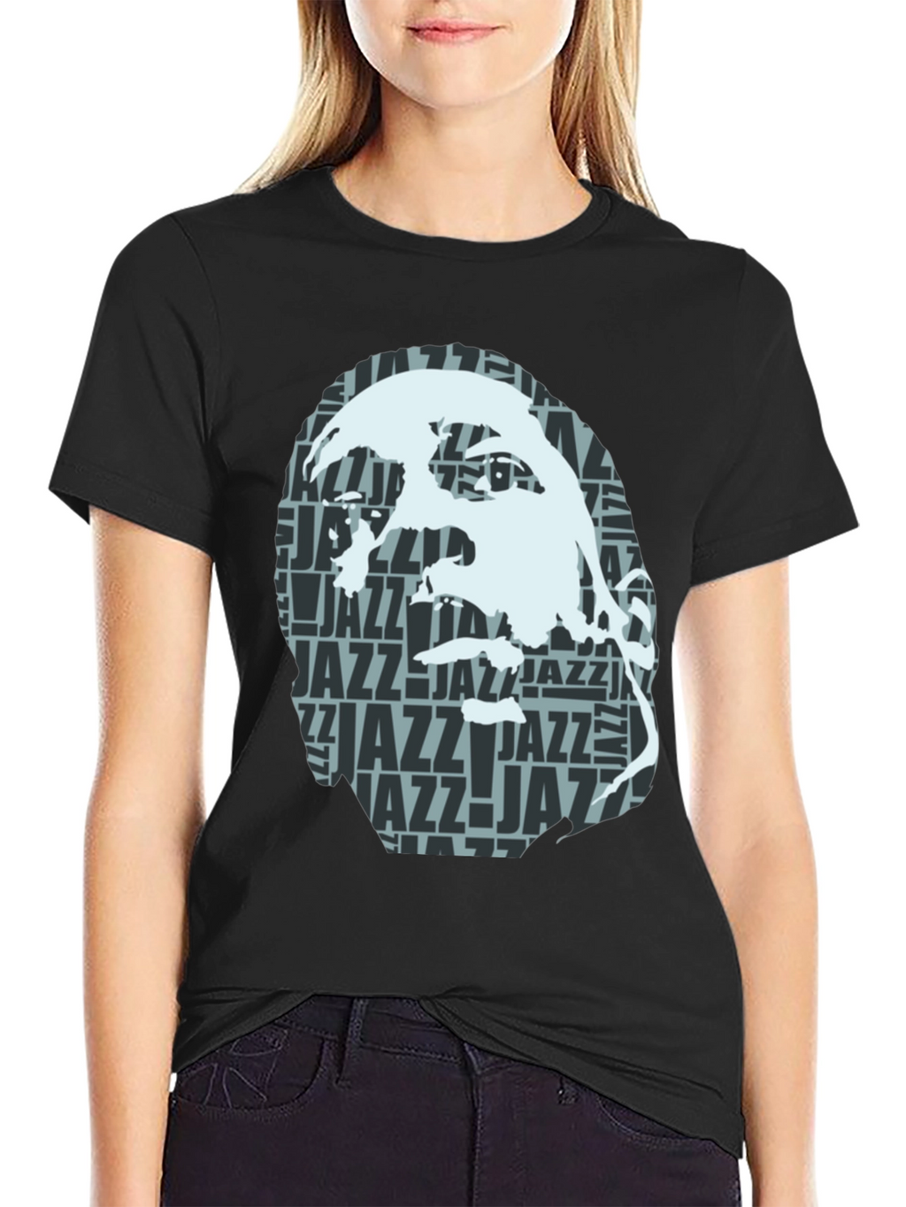 Cool Jazz Portrait Graphic Black T-Shirt
