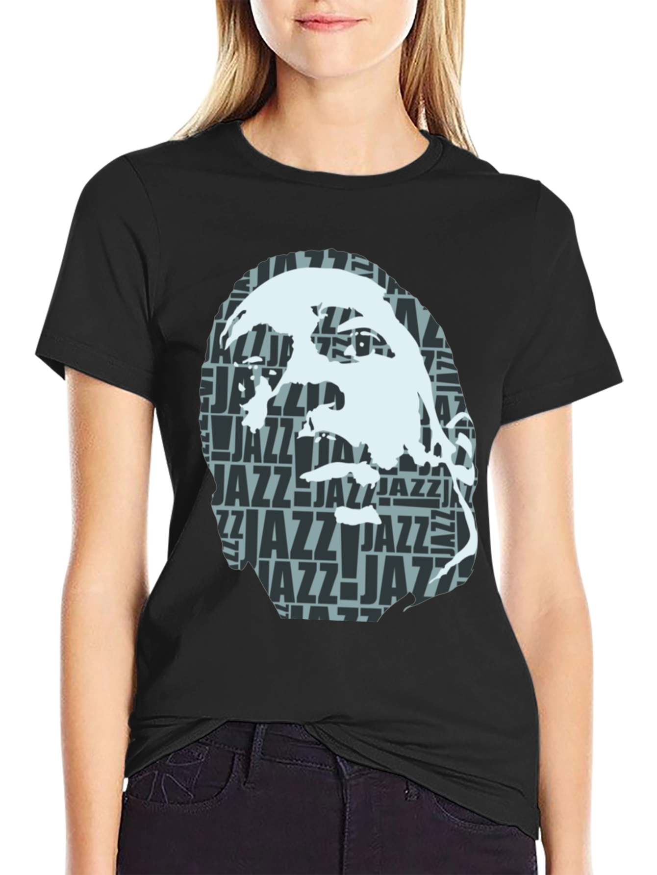 Cool Jazz Portrait Graphic Black T-Shirt