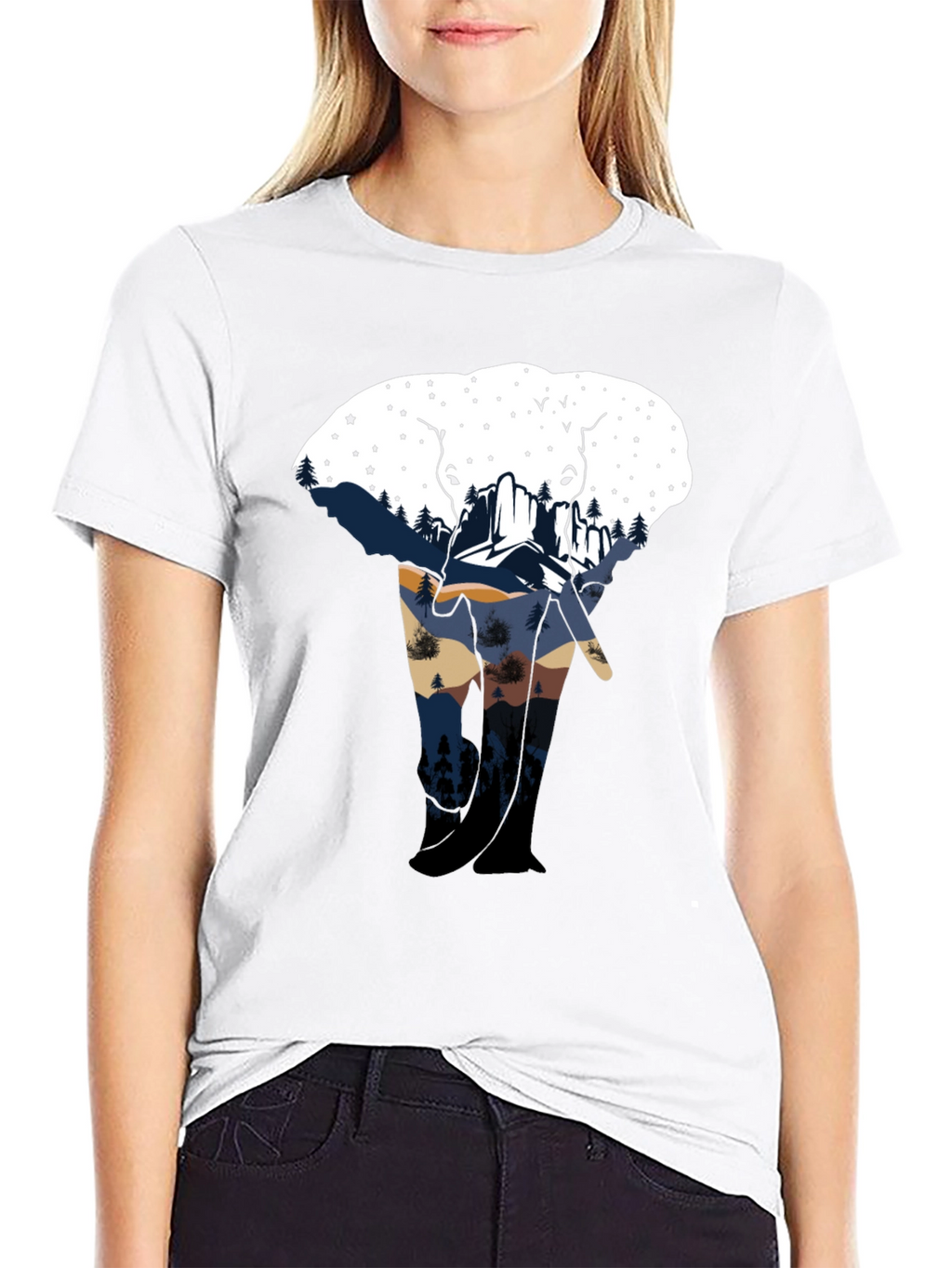 Elephant Silhouette Mountain Graphic Tee