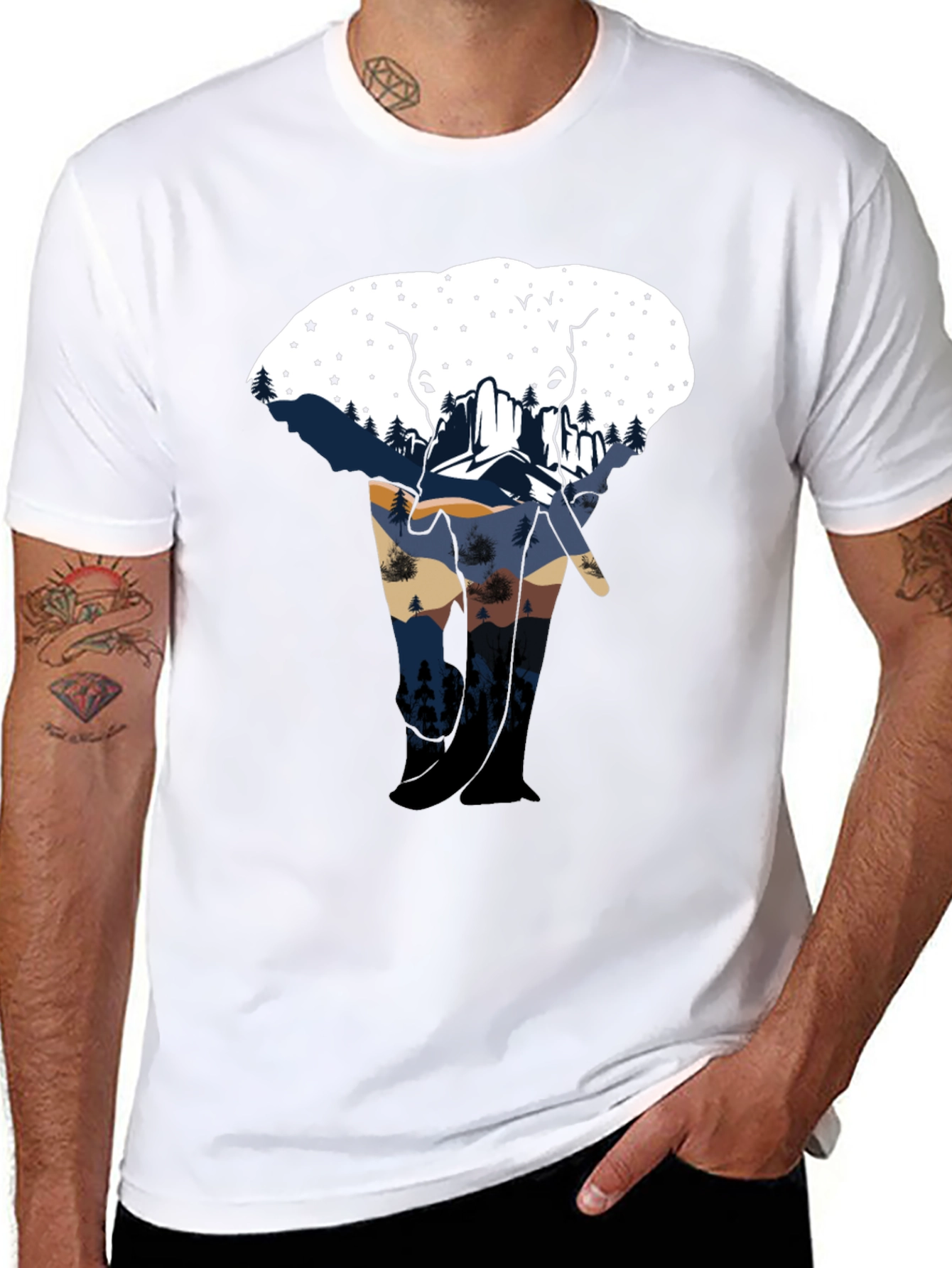 Elephant Silhouette Mountain Graphic Tee