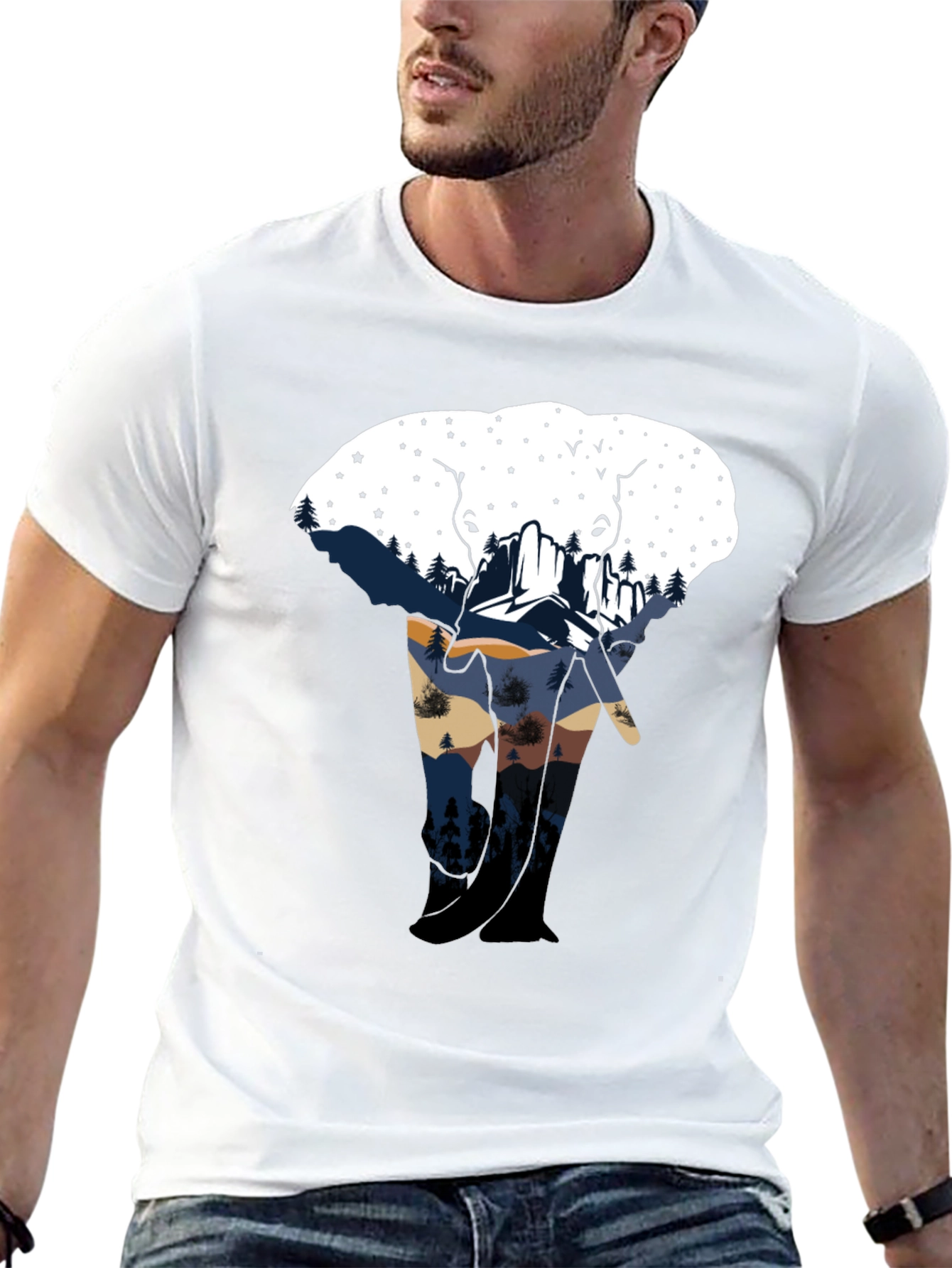 Elephant Silhouette Mountain Graphic Tee