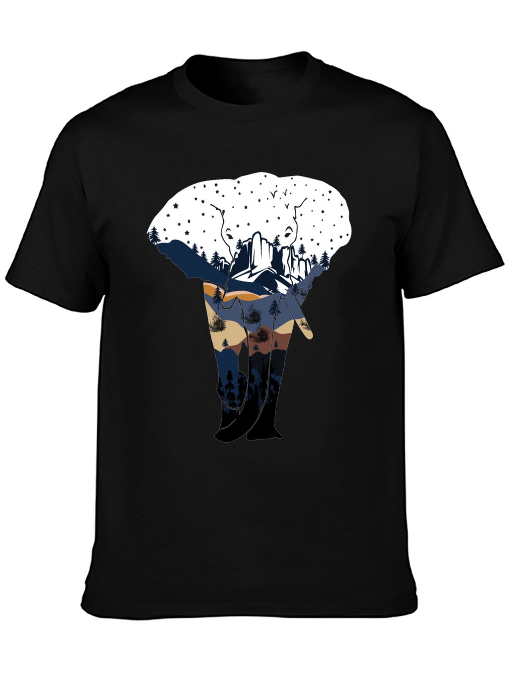 Elephant Silhouette Mountain Graphic Tee