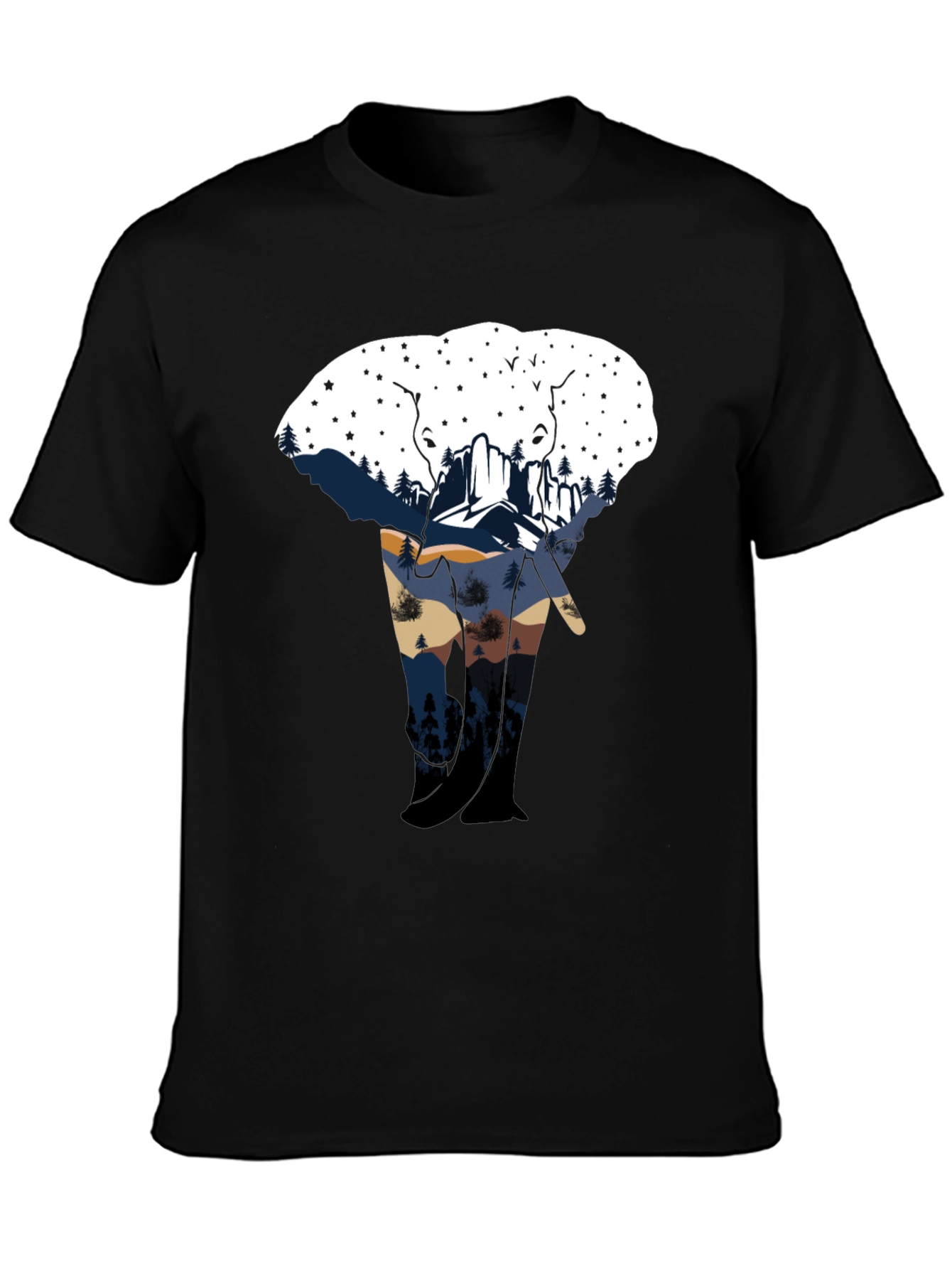 Elephant Silhouette Mountain Graphic Tee