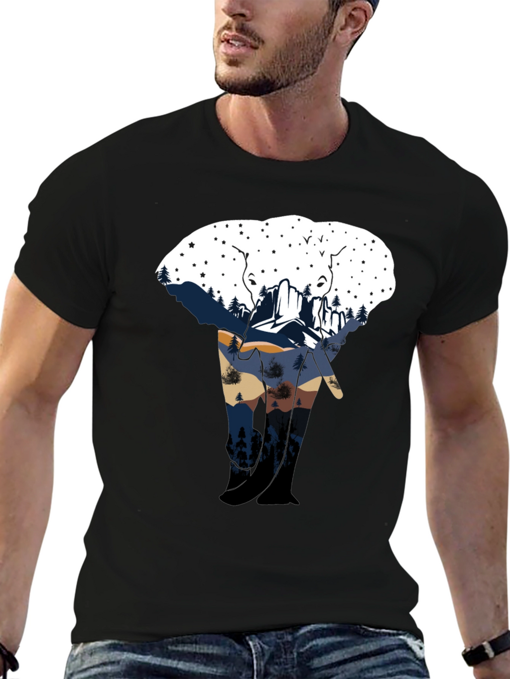 Elephant Silhouette Mountain Graphic Tee